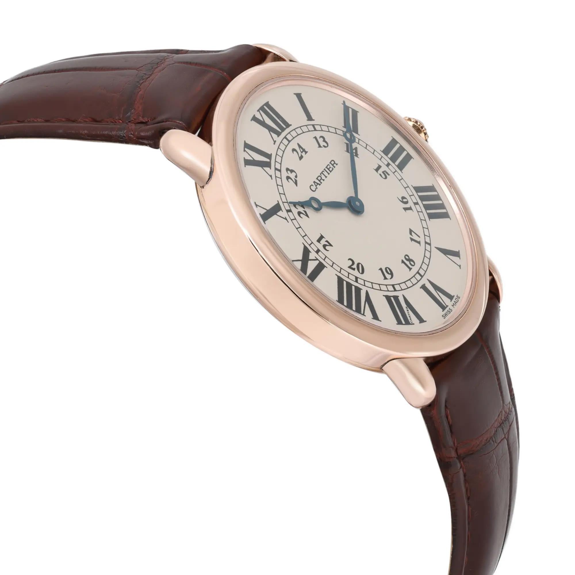 Cartier Ronde Louis 36mm 18K Roségold Cremefarbene Handaufzugsuhr mit Zifferblatt W6800251, Ronde Louis für Damen oder Herren