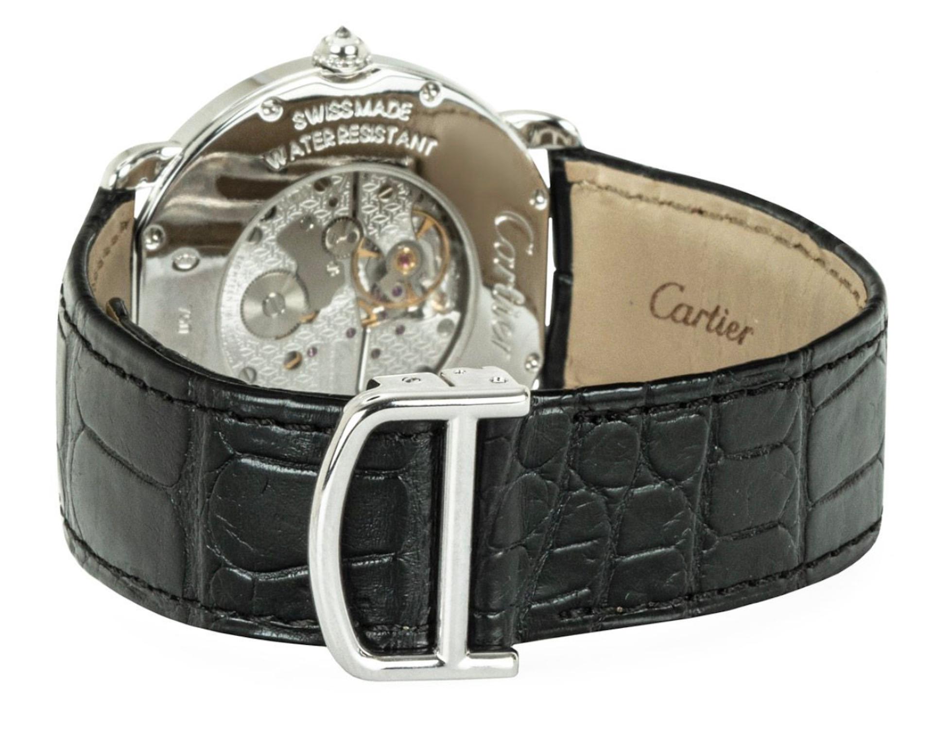 Cartier Ronde Louis Diamant-Uhr mit Lünette Herren im Angebot