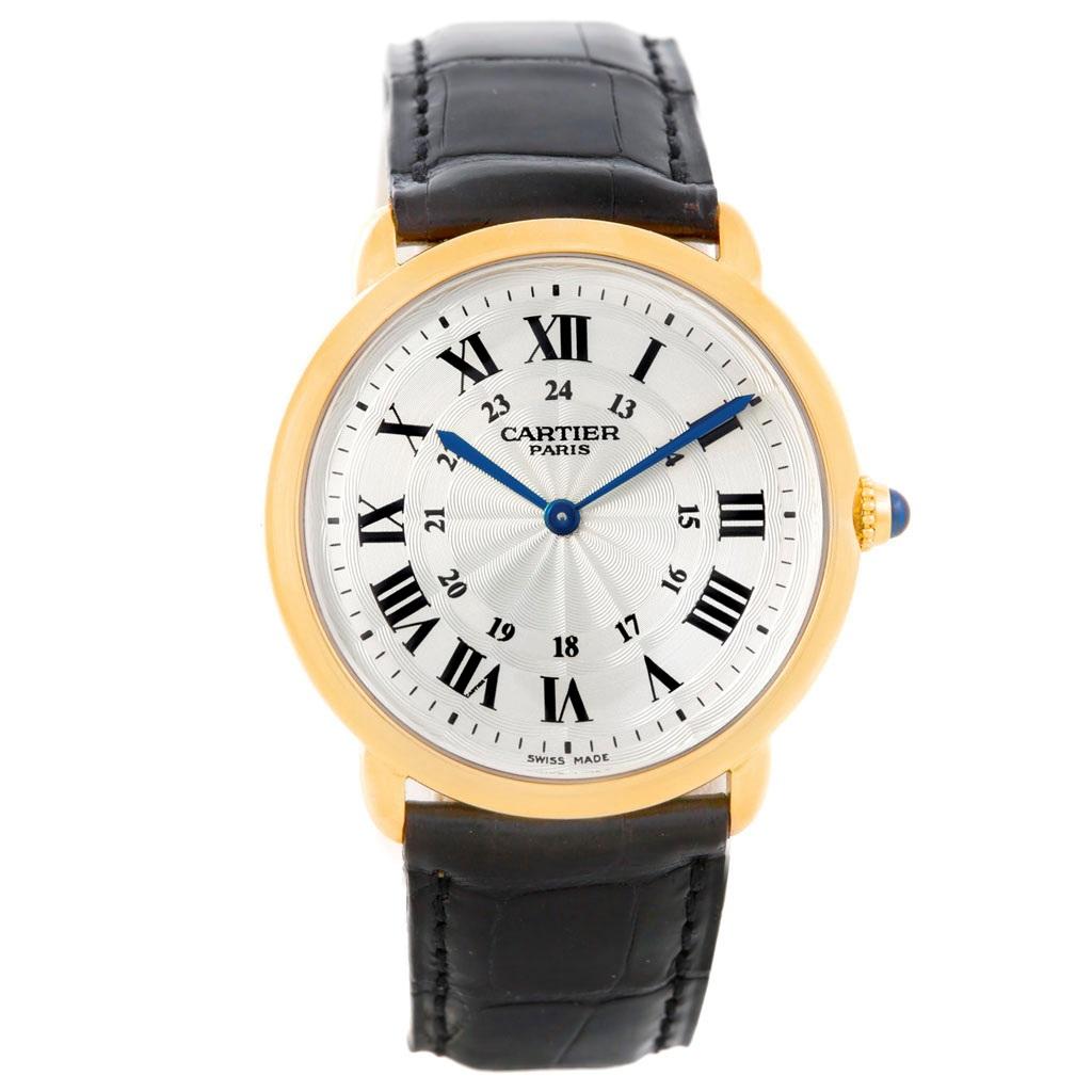 Cartier Ronde Louis Privee 18 Karat Yellow Gold Mechanical Men's Watch In Excellent Condition For Sale In Atlanta, GA