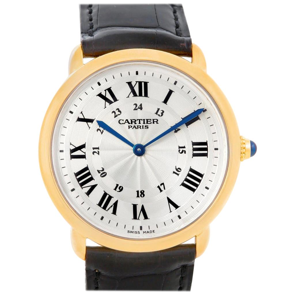 Cartier Ronde Louis Privee 18 Karat Yellow Gold Mechanical Men's Watch For Sale