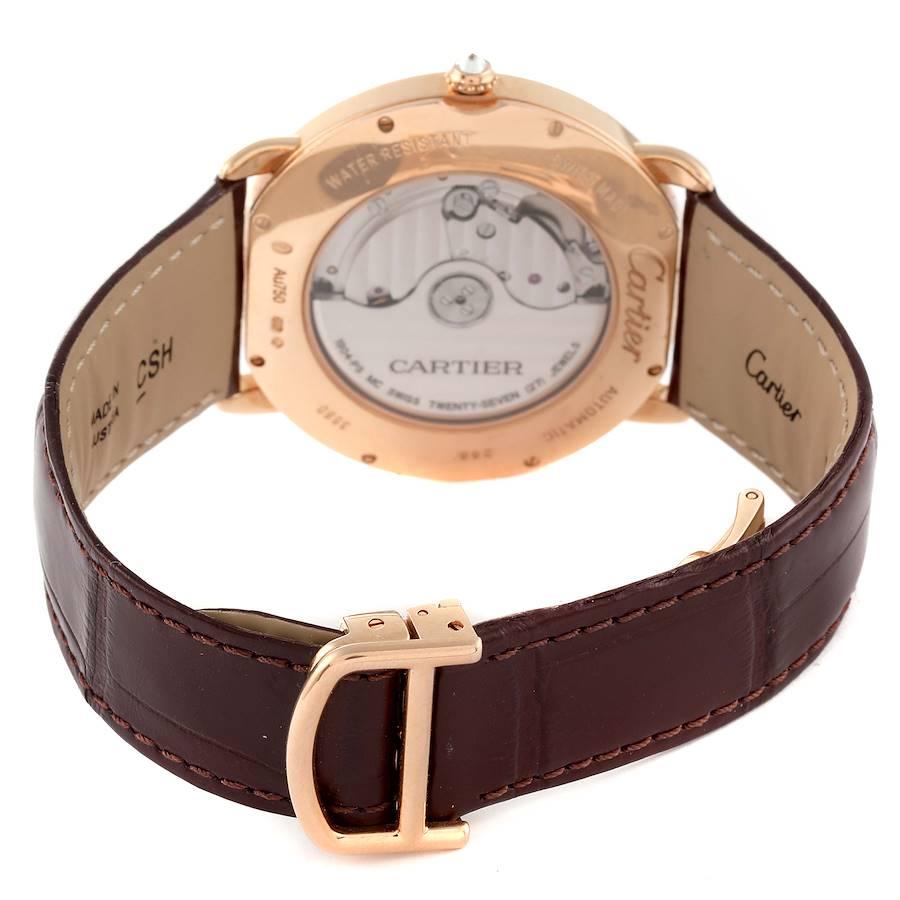 Men's Cartier Ronde Louis Rose Gold Diamond Bezel Silver Dial Mens Watch WR007017 For Sale