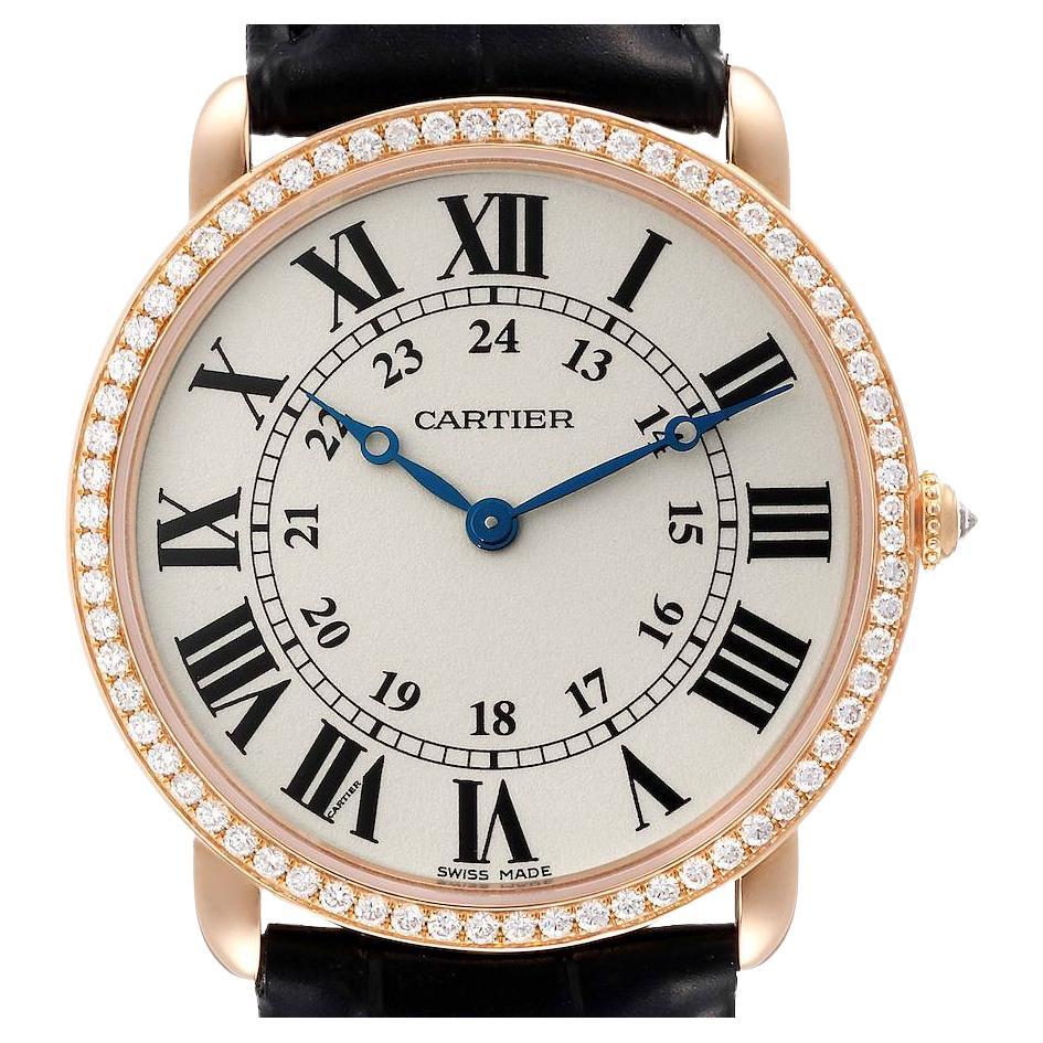 Cartier Ronde Louis Rose Gold Diamond Mens Watch WR000551 For Sale
