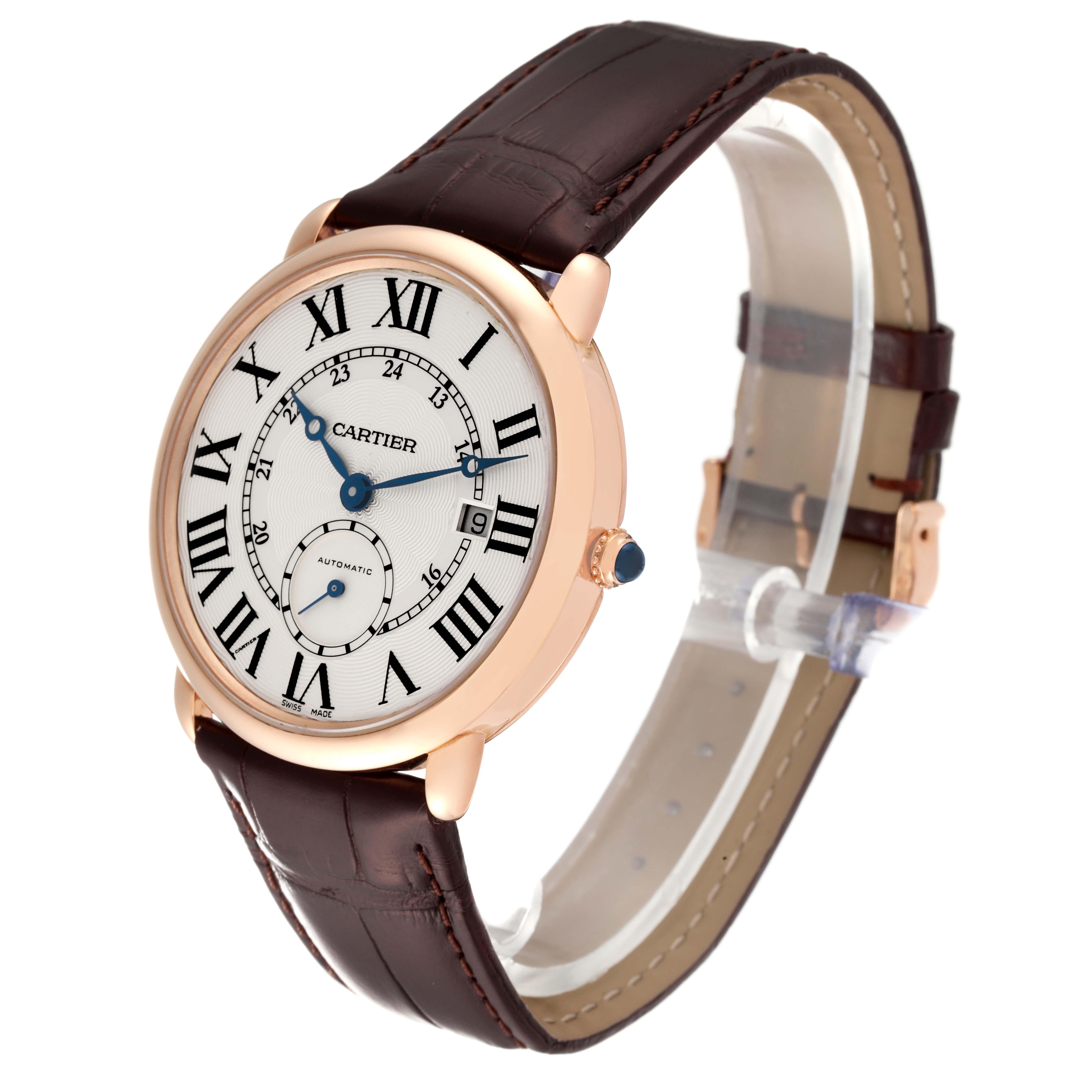 Men's Cartier Ronde Louis Rose Gold Silver Dial Automatic Mens Watch W6801005