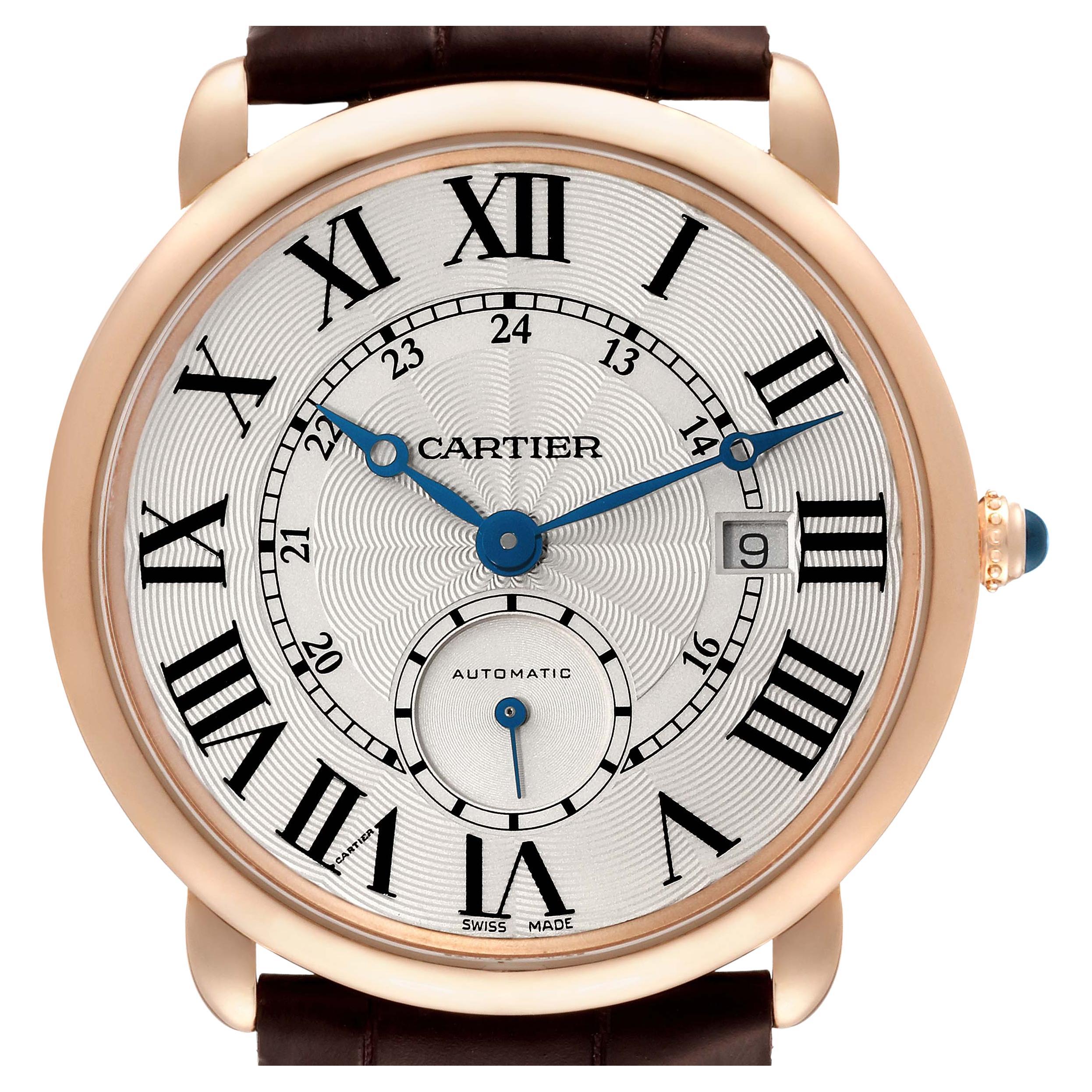 Cartier Ronde Louis Rose Gold Silver Dial Automatic Mens Watch W6801005