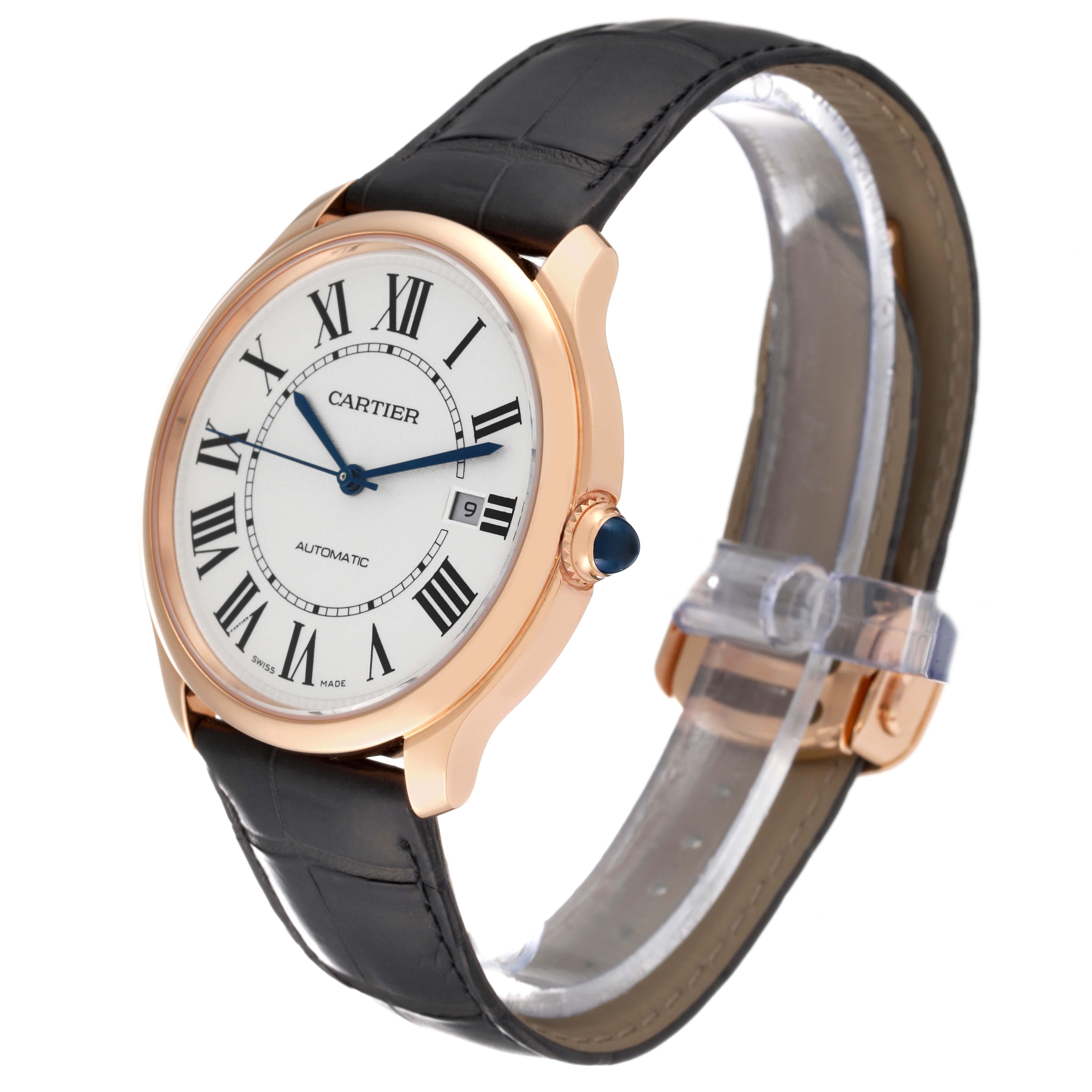Men's Cartier Ronde Louis Rose Gold Silver Dial Automatic Mens Watch WGRN0011 For Sale