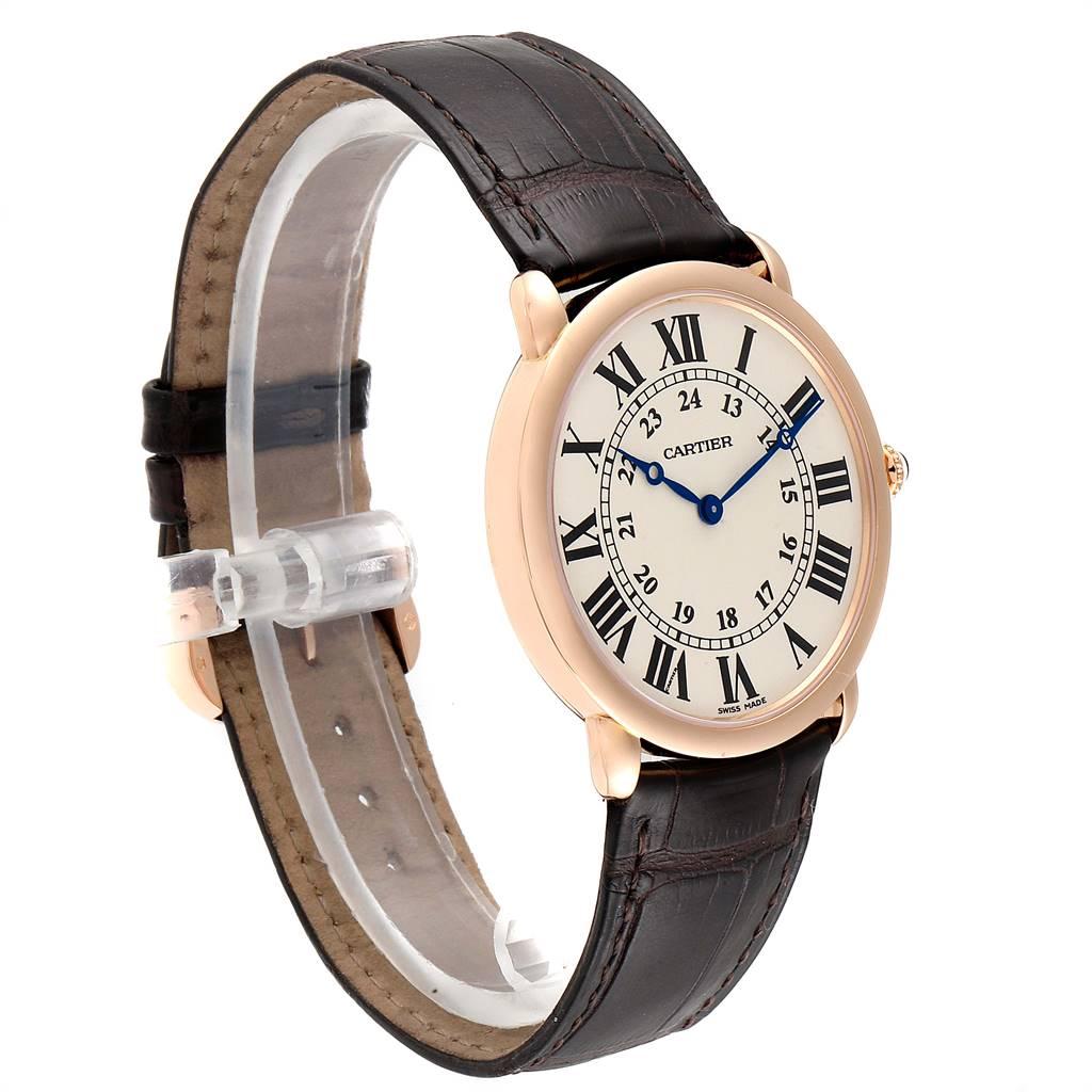 Cartier Ronde Louis Rose Gold Silver Dial Men's Watch W6800251 In Excellent Condition In Atlanta, GA