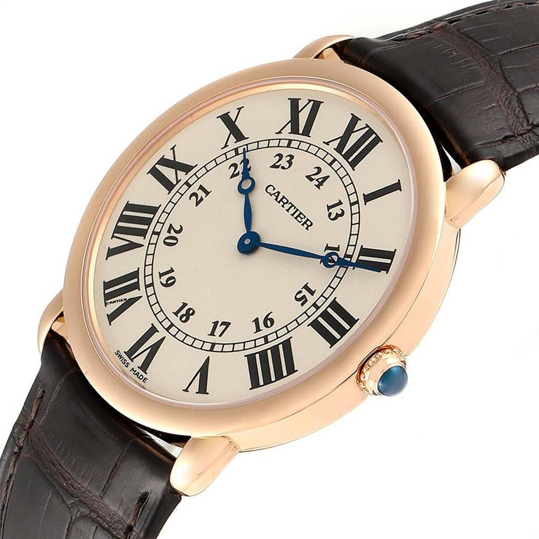 Cartier Ronde Louis Rose Gold Silver Dial Men S Watch W6800251 For Sale At 1stdibs