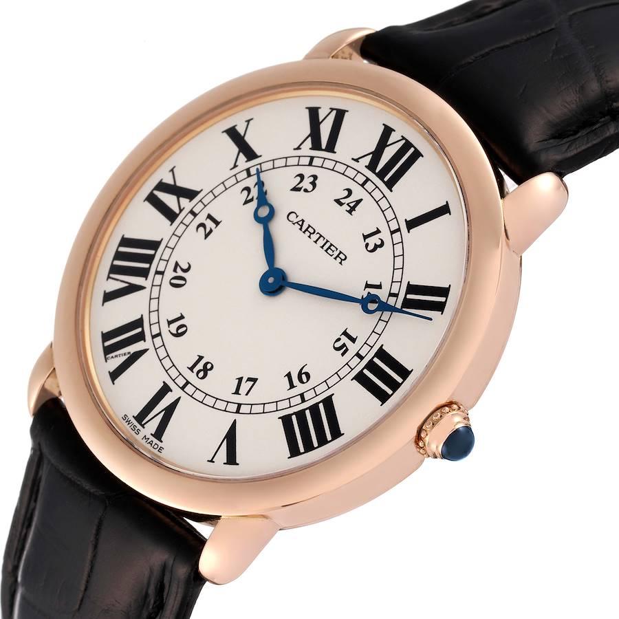 Cartier Ronde Louis Rose Gold Silver Dial Mens Watch W6800251 In Excellent Condition For Sale In Atlanta, GA