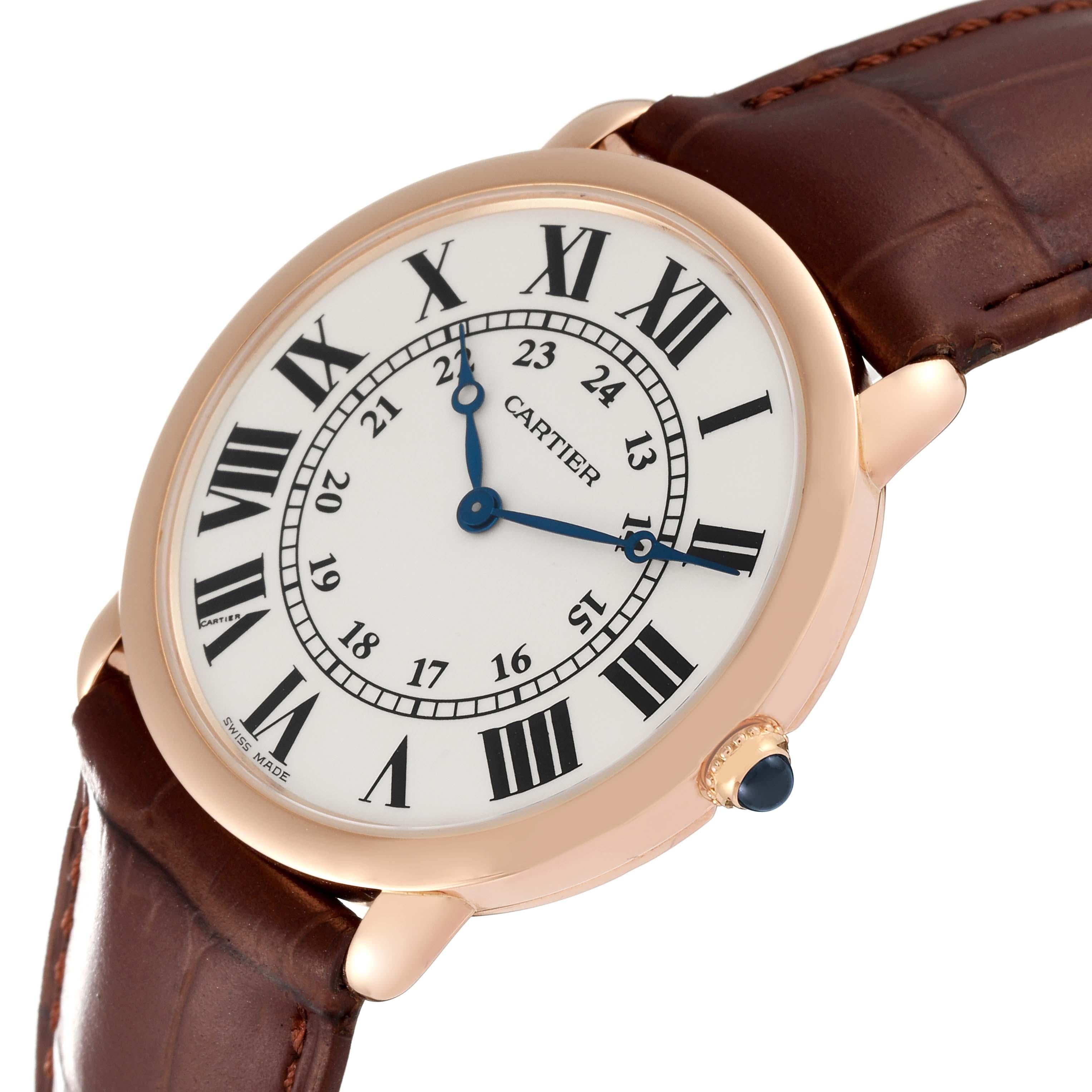 Cartier Ronde Louis Roségold Silber Zifferblatt Herrenuhr W6800251 im Angebot 2