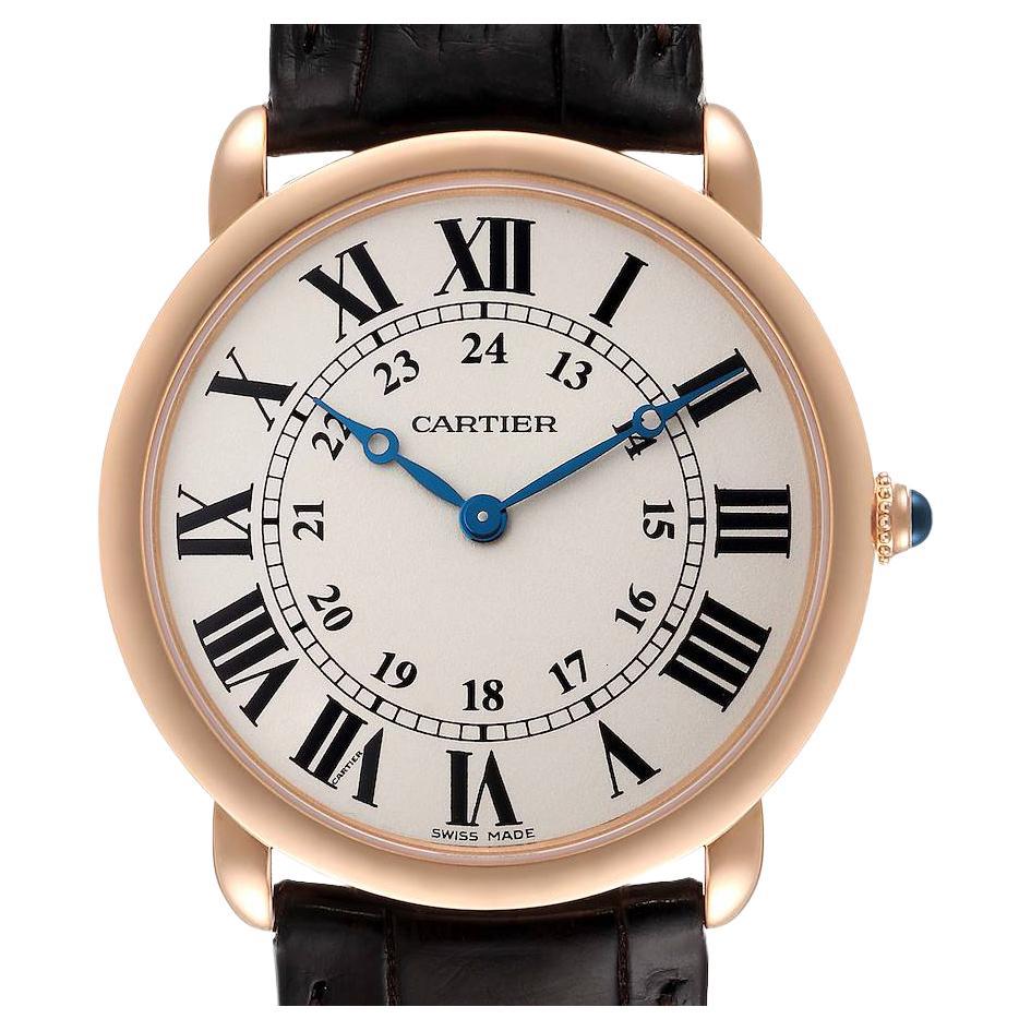 Cartier Montre Ronde Louis à cadran en or rose et argent pour hommes W6800251 en vente