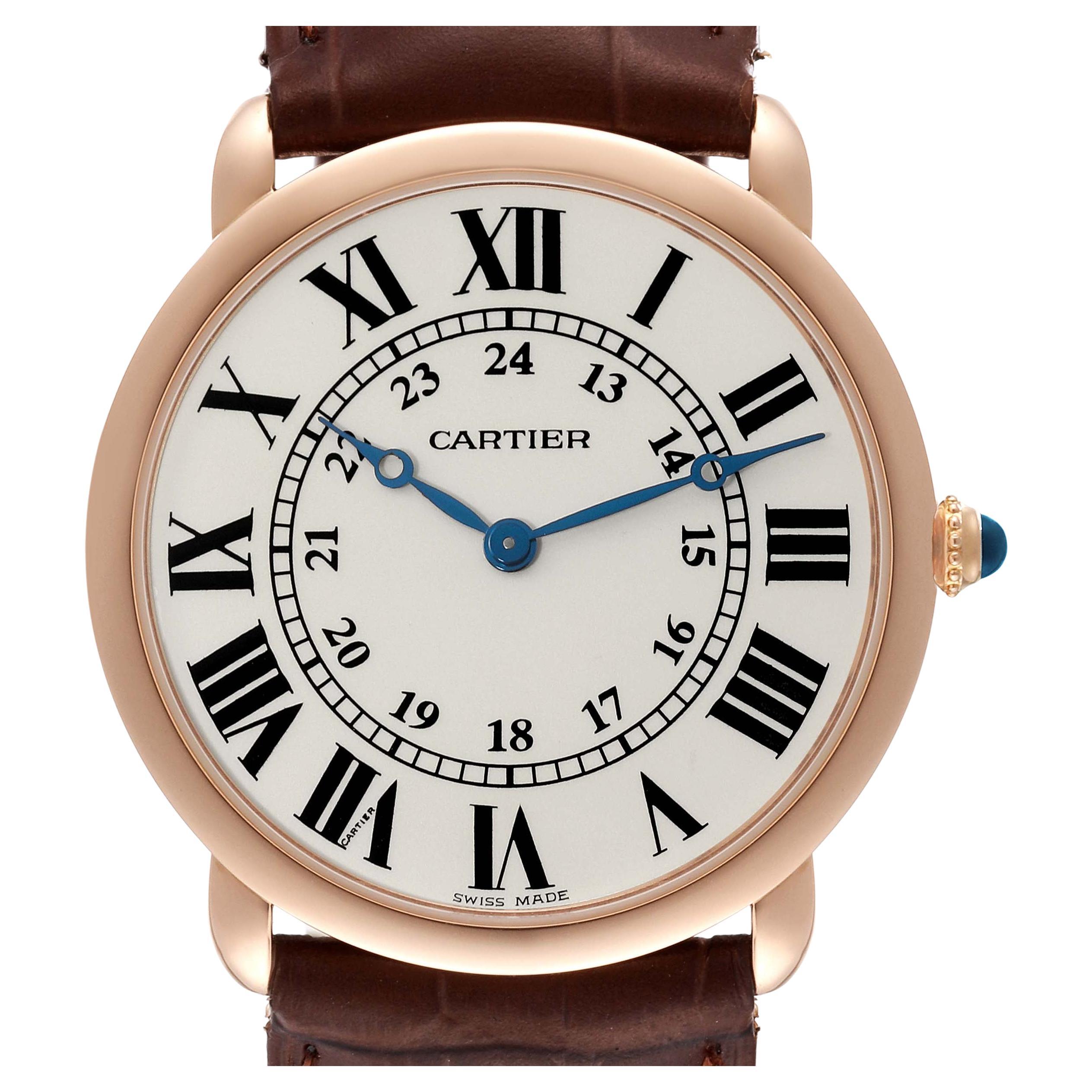 Cartier Ronde Louis Montre pour hommes avec cadran en or rose et argent W6800251 en vente