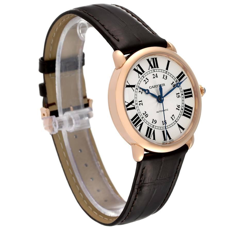 Cartier Ronde Louis Roségold Silber Zifferblatt Herrenuhr WGRN0006 Box Card im Zustand „Hervorragend“ im Angebot in Atlanta, GA