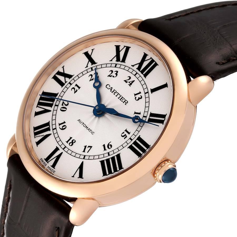 Cartier Ronde Louis Roségold Silber Zifferblatt Herrenuhr WGRN0006 Box Card im Angebot 2