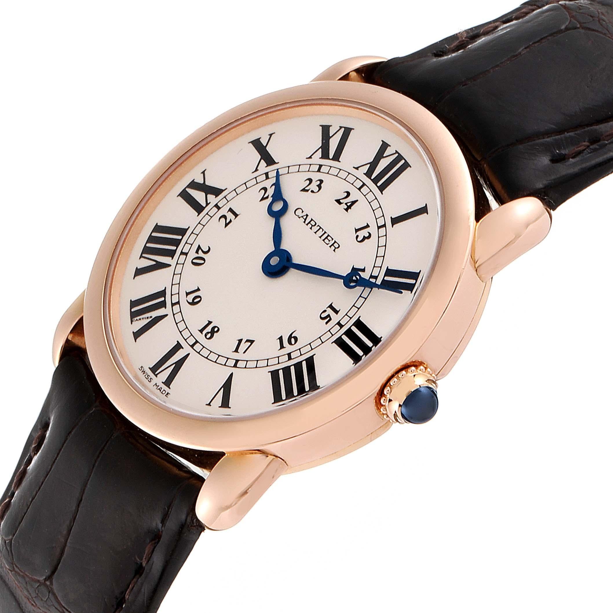 Cartier Ronde Louis Rose Gold Small Ladies Watch W6800151 Box Papers In Excellent Condition For Sale In Atlanta, GA