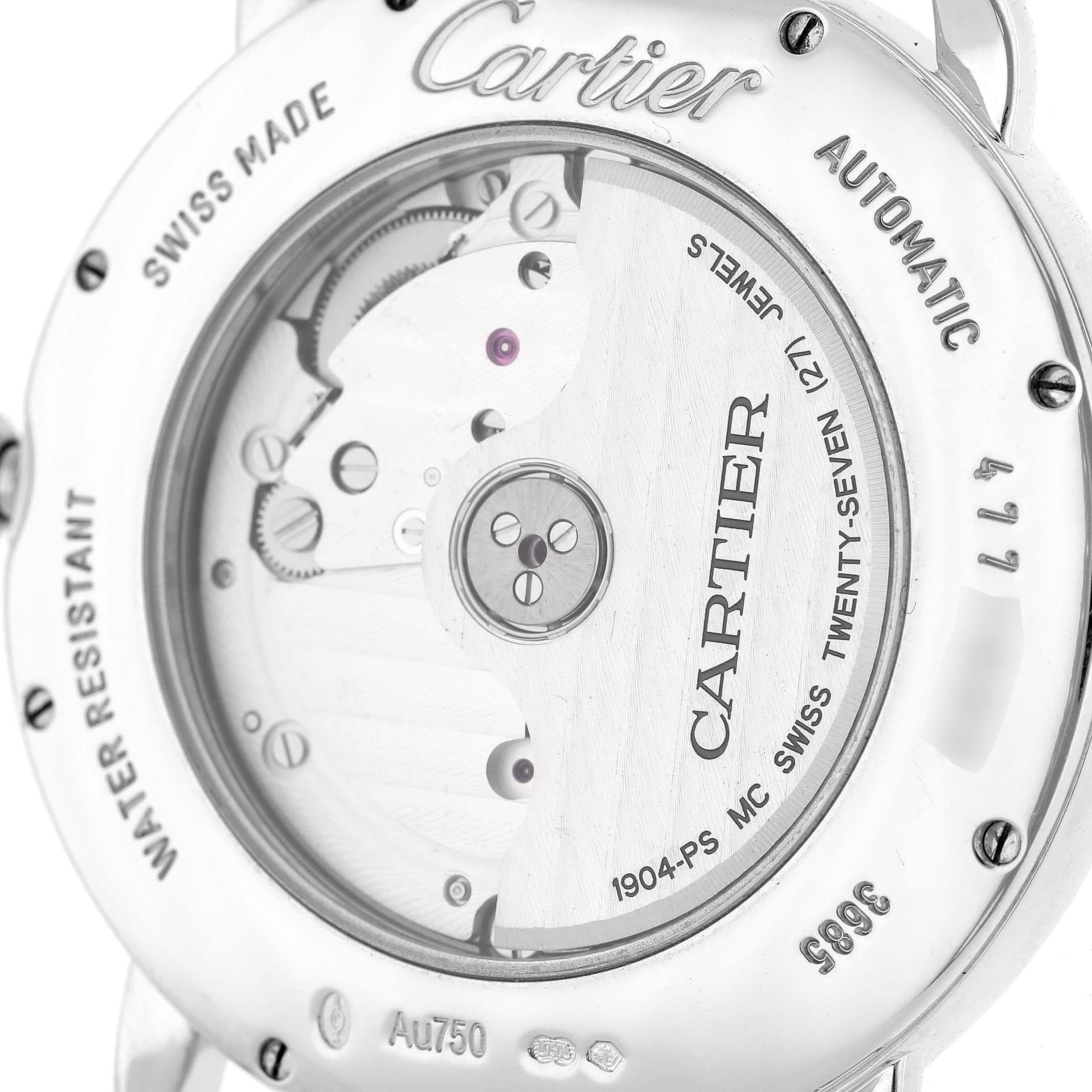 Cartier Ronde Louis White Gold Diamond Bezel Silver Dial Mens Watch 3685 In Excellent Condition For Sale In Atlanta, GA