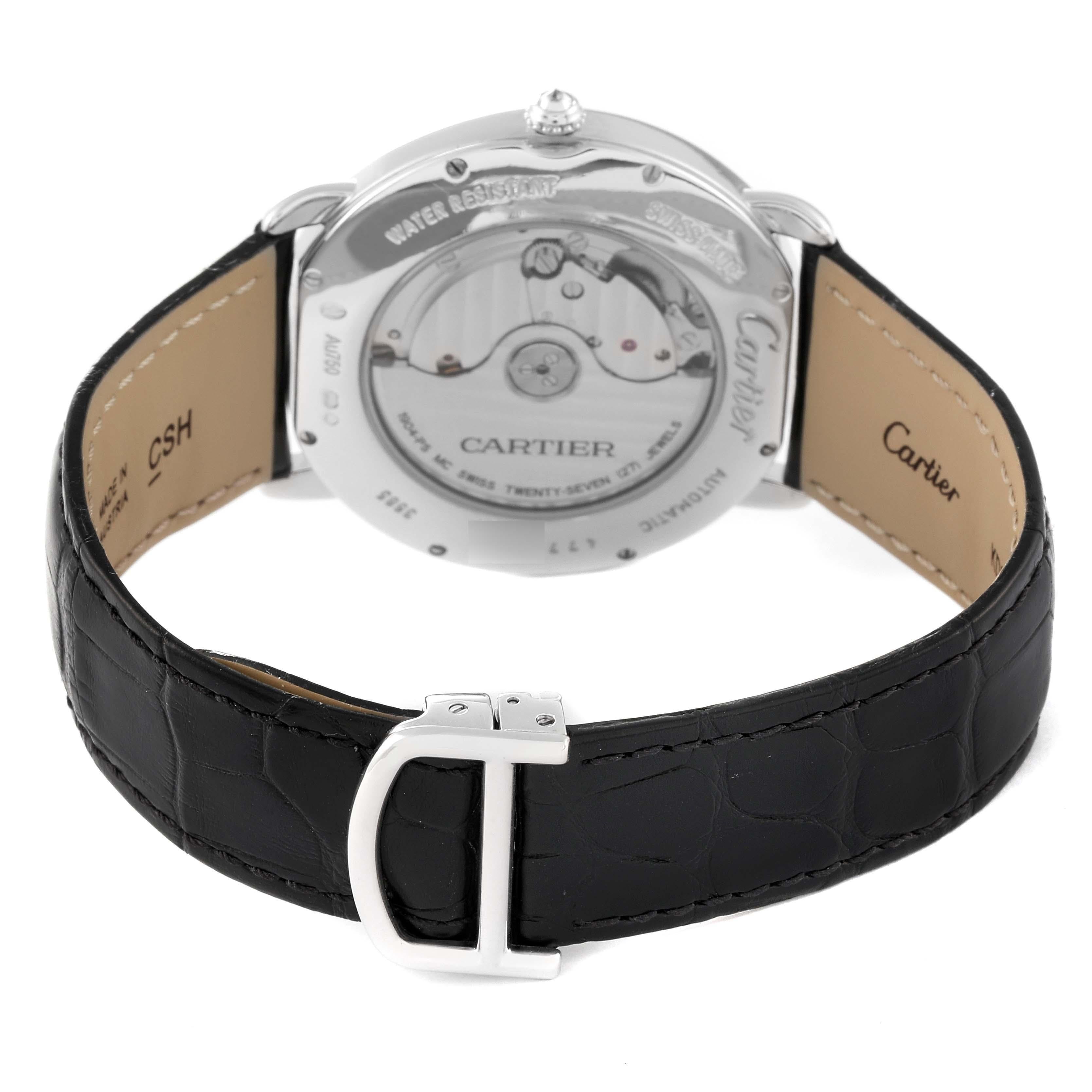 Men's Cartier Ronde Louis White Gold Diamond Bezel Silver Dial Mens Watch 3685 For Sale