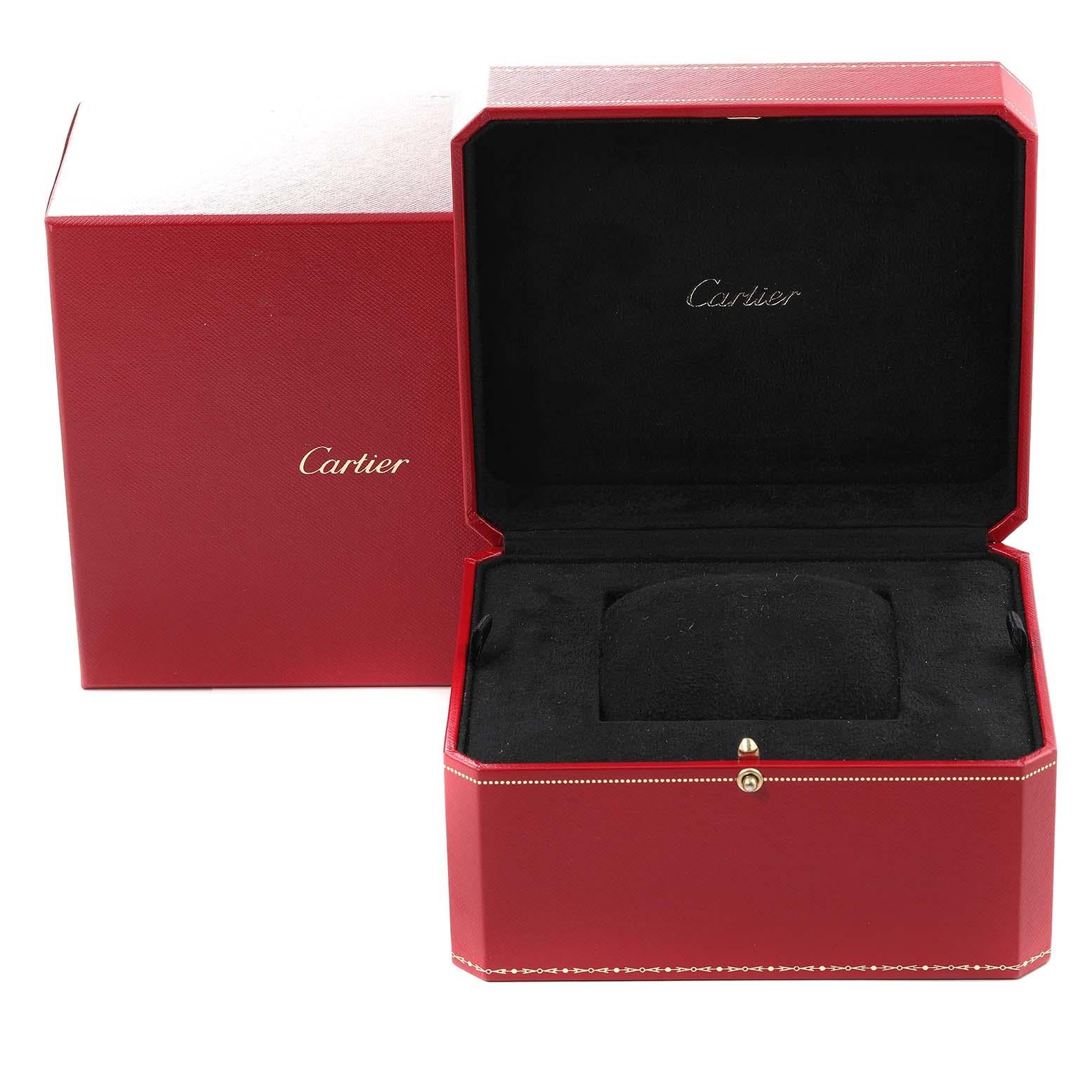 Cartier Ronde Louis White Gold Diamond Bezel Silver Dial Mens Watch 3685 For Sale 1