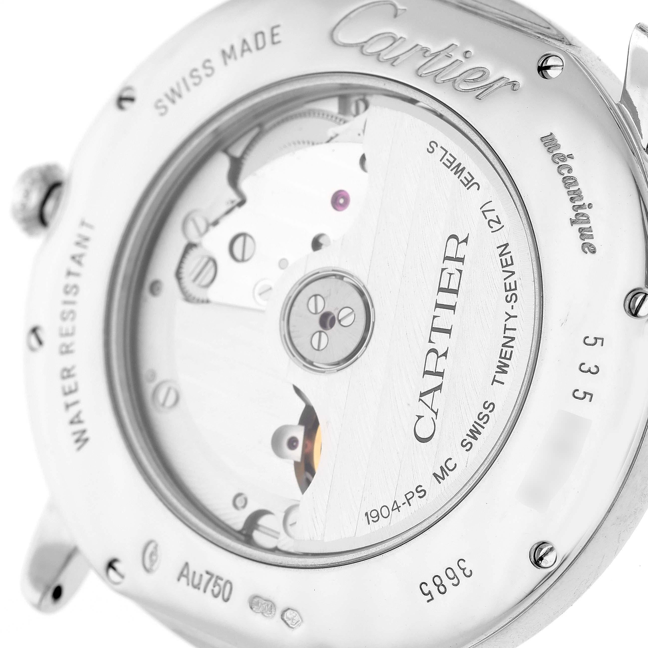 Cartier Ronde Louis Or Blanc Lunette Diamant Cadran Argent Montre Homme WR007018 Excellent état - En vente à Atlanta, GA