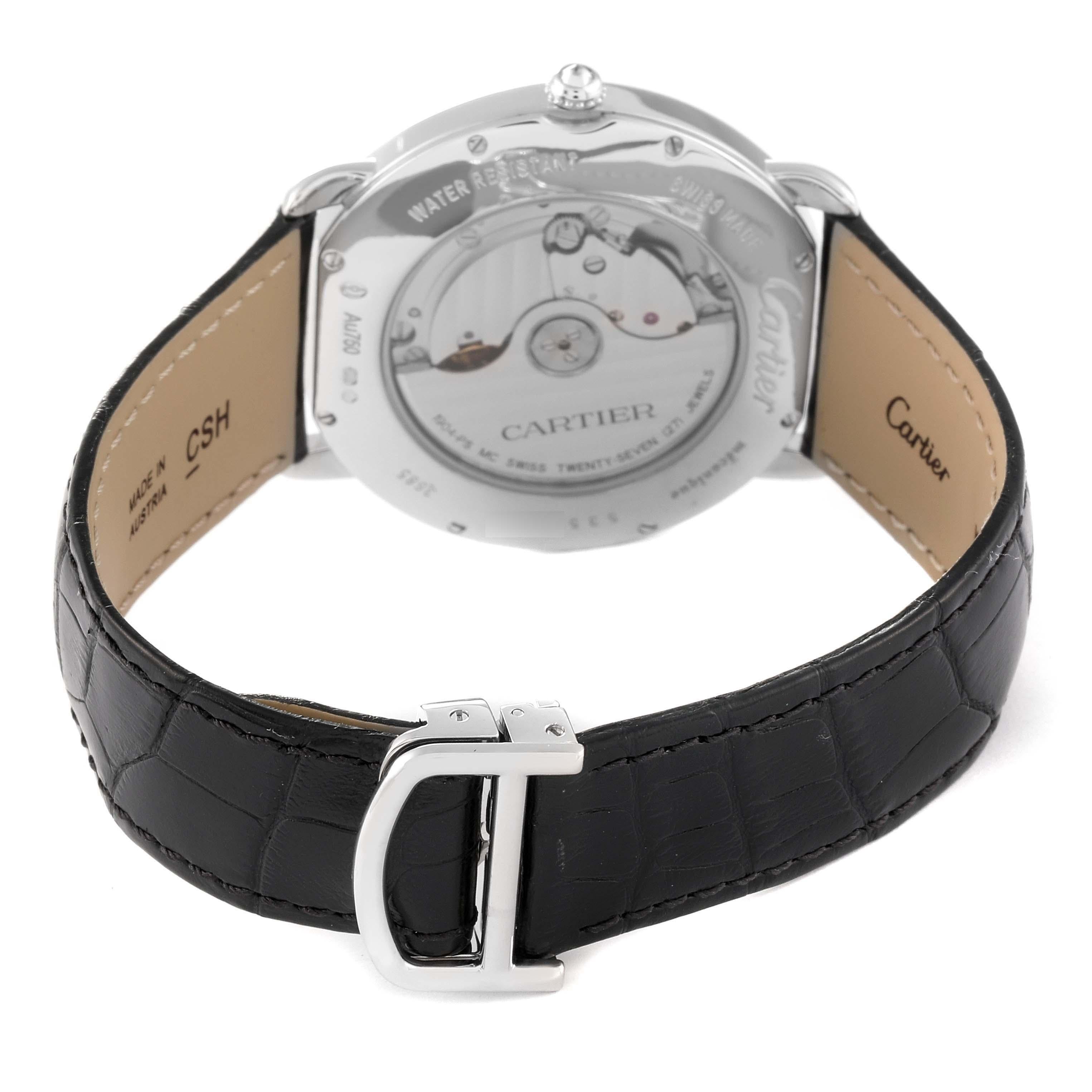 Cartier Ronde Louis White Gold Diamond Bezel Silver Dial Mens Watch WR007018 For Sale 2