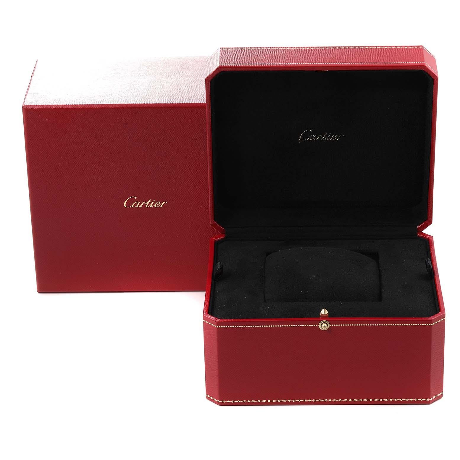 Cartier Ronde Louis Or Blanc Lunette Diamant Cadran Argent Montre Homme WR007018 en vente 1