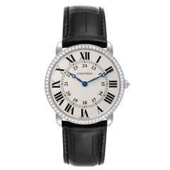 Cartier Ronde Louis White Gold Diamond Mens Watch WR000551