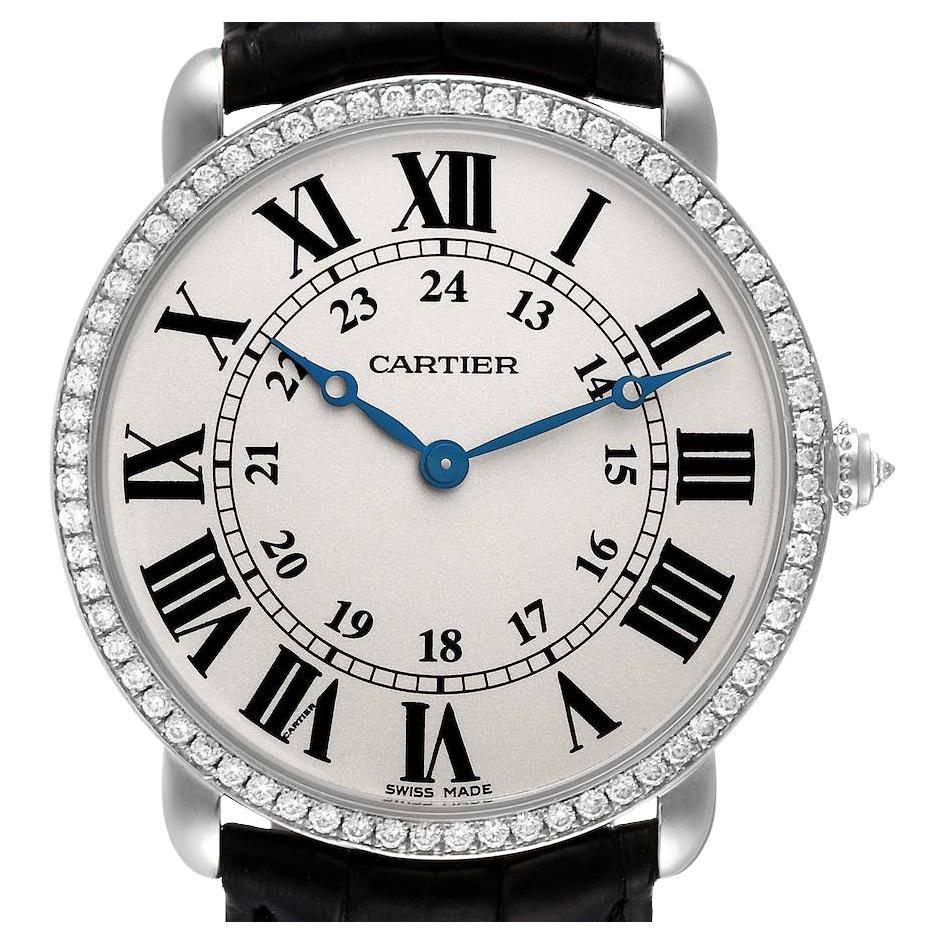 Cartier Ronde Louis White Gold Diamond Mens Watch WR000551