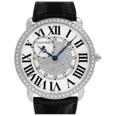 Cartier Ronde Louis WR007004 18k White Gold Factory Diamond Bezel and Pave Dial