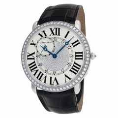 Cartier Ronde Louis WR007004 18k White Gold Factory Diamond Bezel and Pave Dial