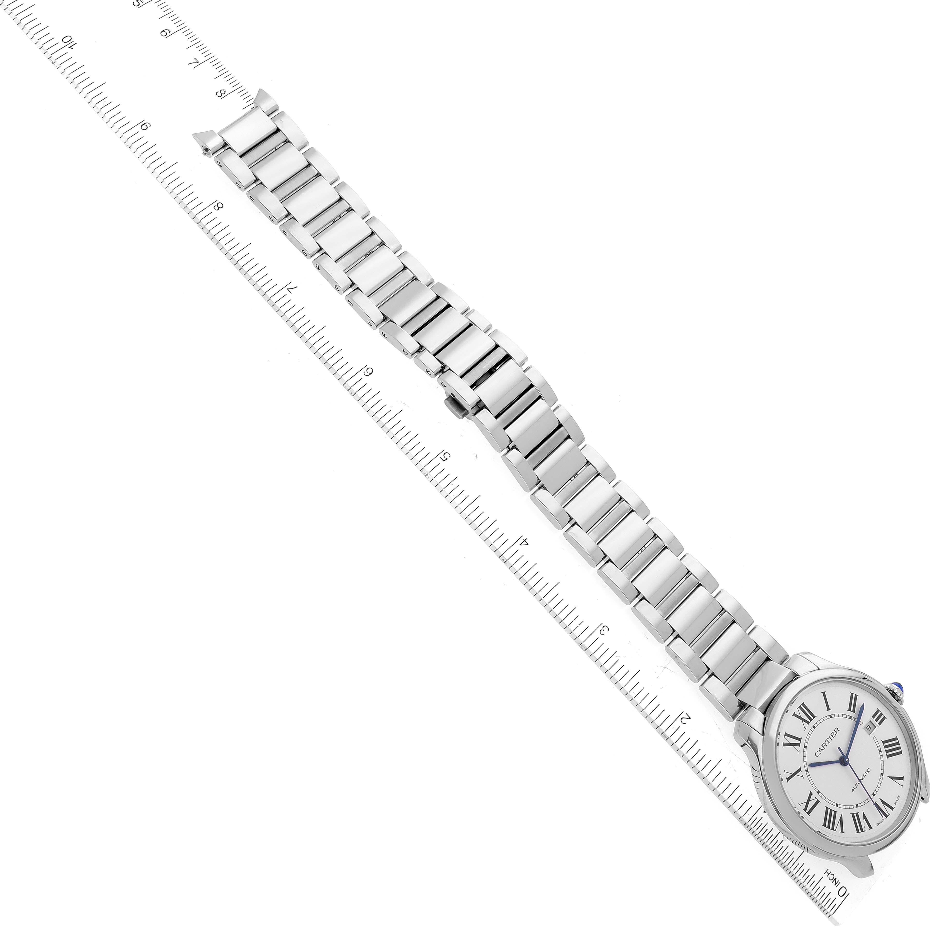 Cartier Ronde Must Automatik-Herrenuhr aus Stahl WSRN0035 mit Boxkarte 3