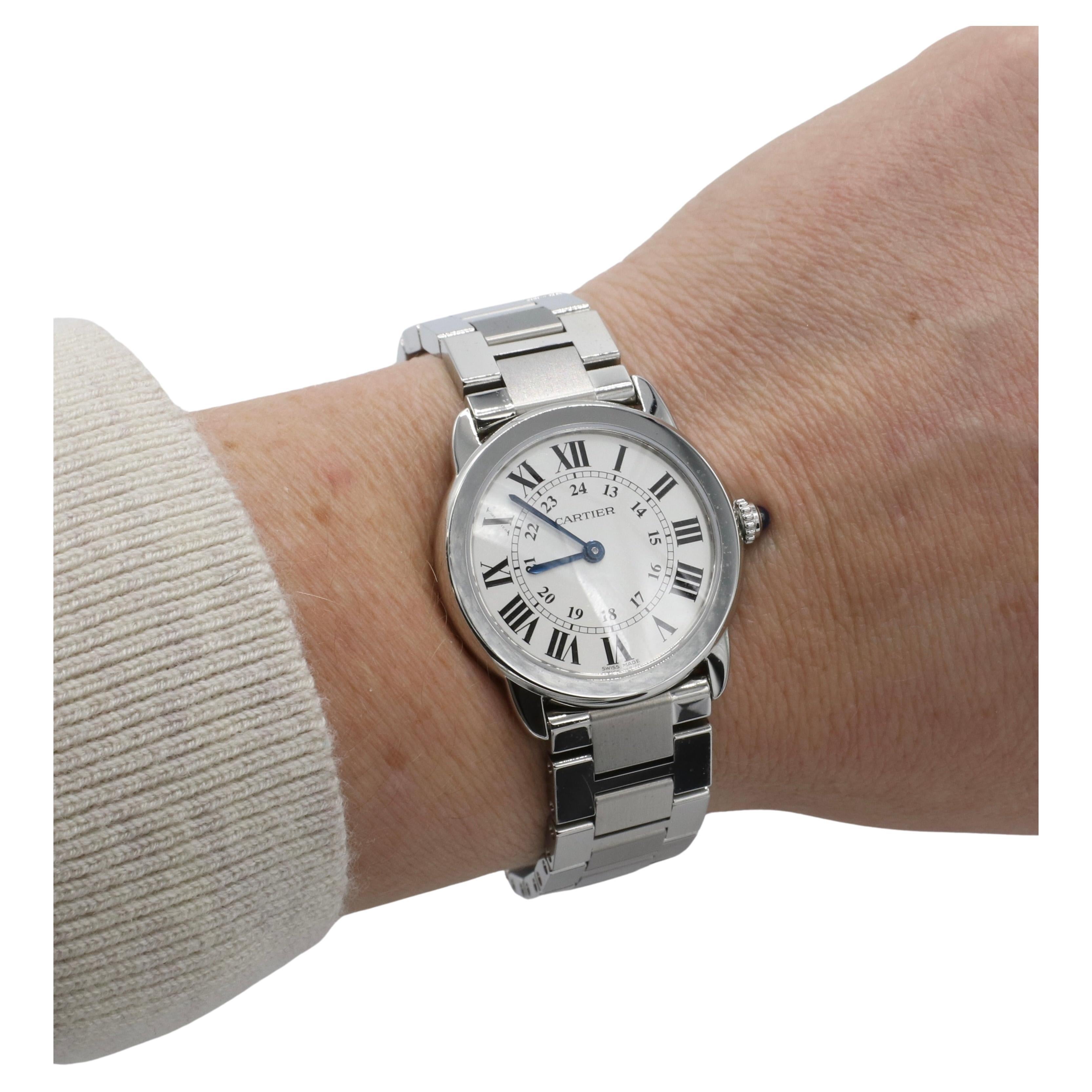 Montre femme Cartier Ronde Solo 29MM acier inoxydable W6701004 3601 Excellent état à  Baltimore, MD