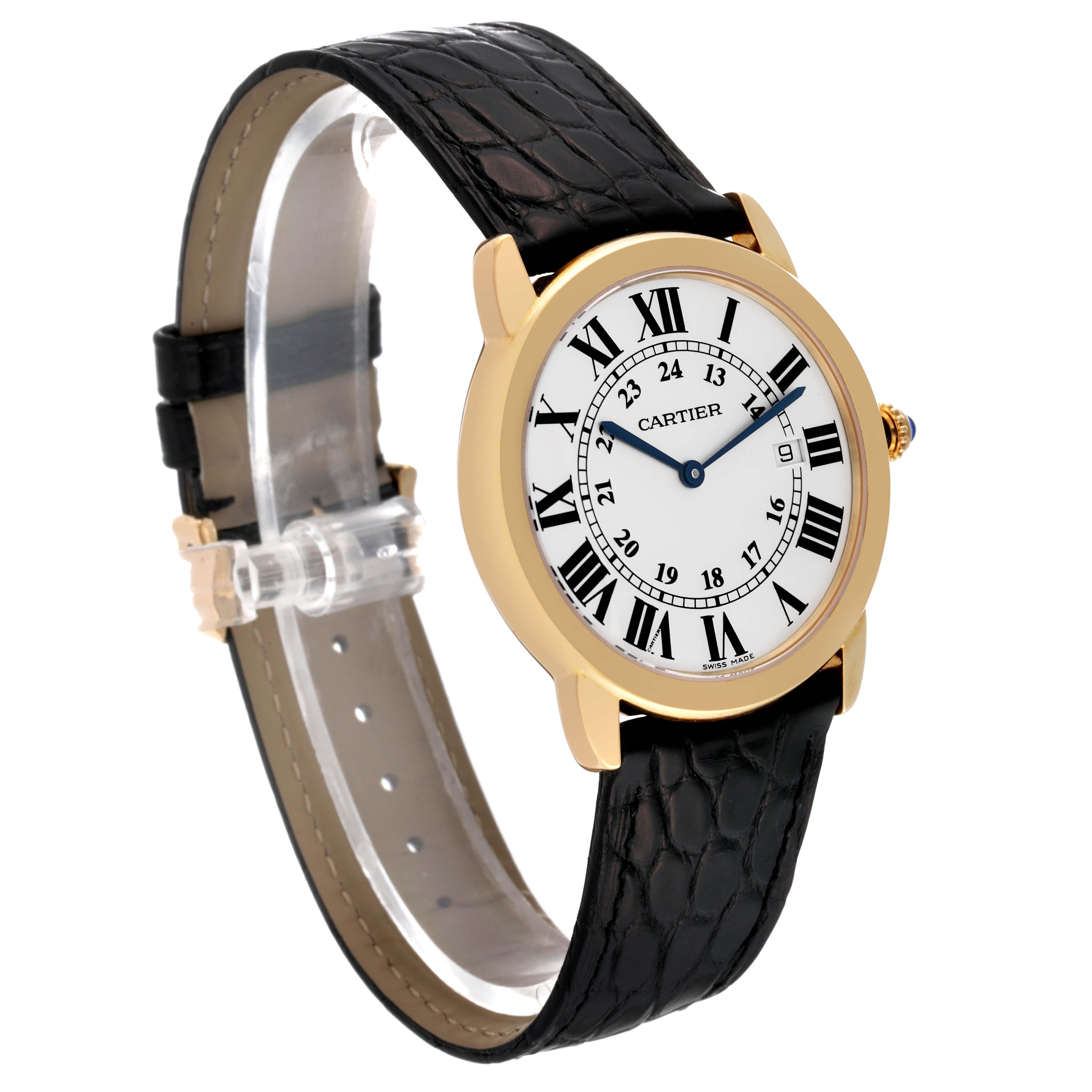Cartier Ronde Solo 36 mm grande montre pour hommes en or jaune W6700455 non portée en vente 1