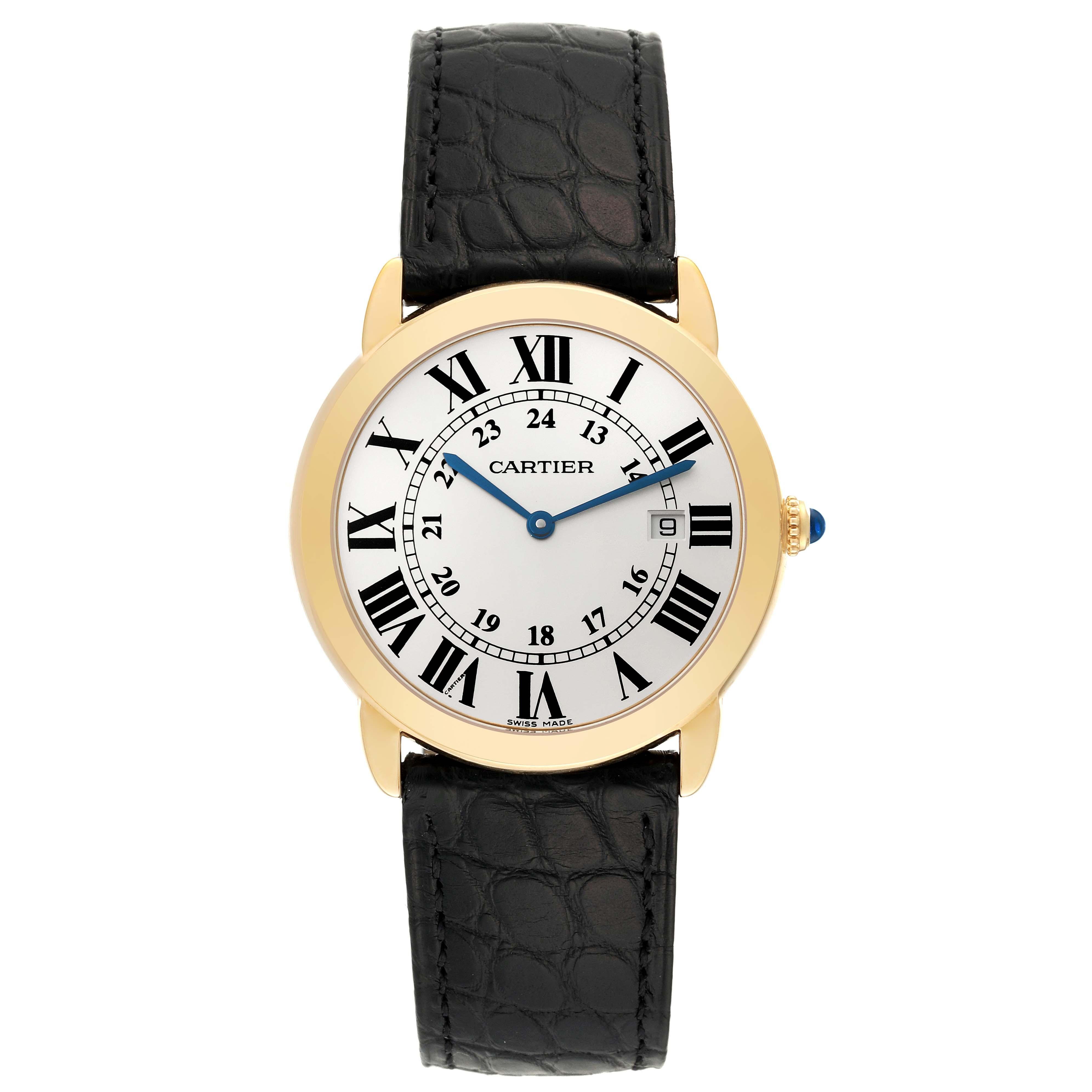 Cartier Ronde Solo 36 mm grande montre pour hommes en or jaune W6700455 non portée en vente 2