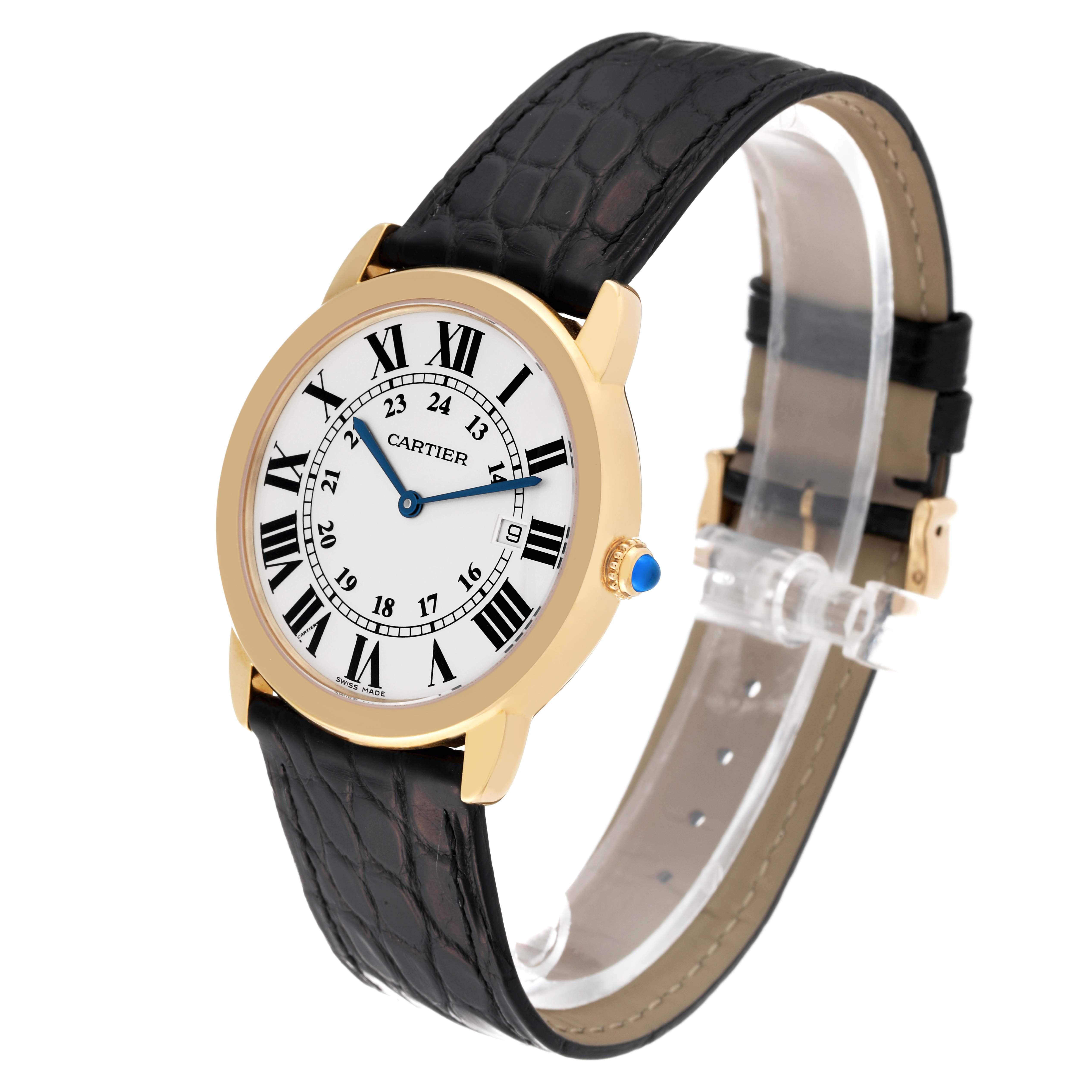 Cartier Ronde Solo 36 mm grande montre pour hommes en or jaune W6700455 non portée en vente 3