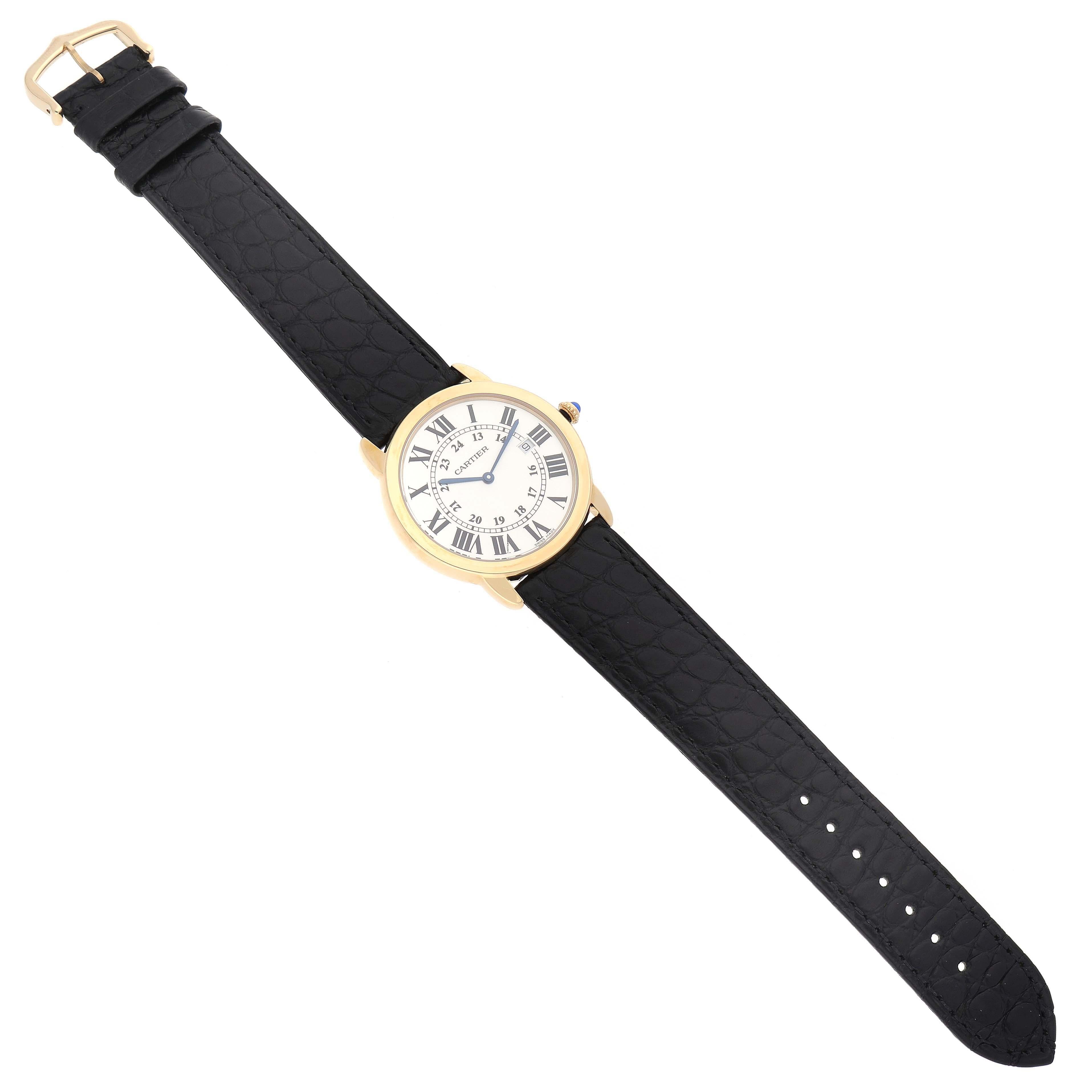 Cartier Ronde Solo 36 mm grande montre pour hommes en or jaune W6700455 non portée en vente 4