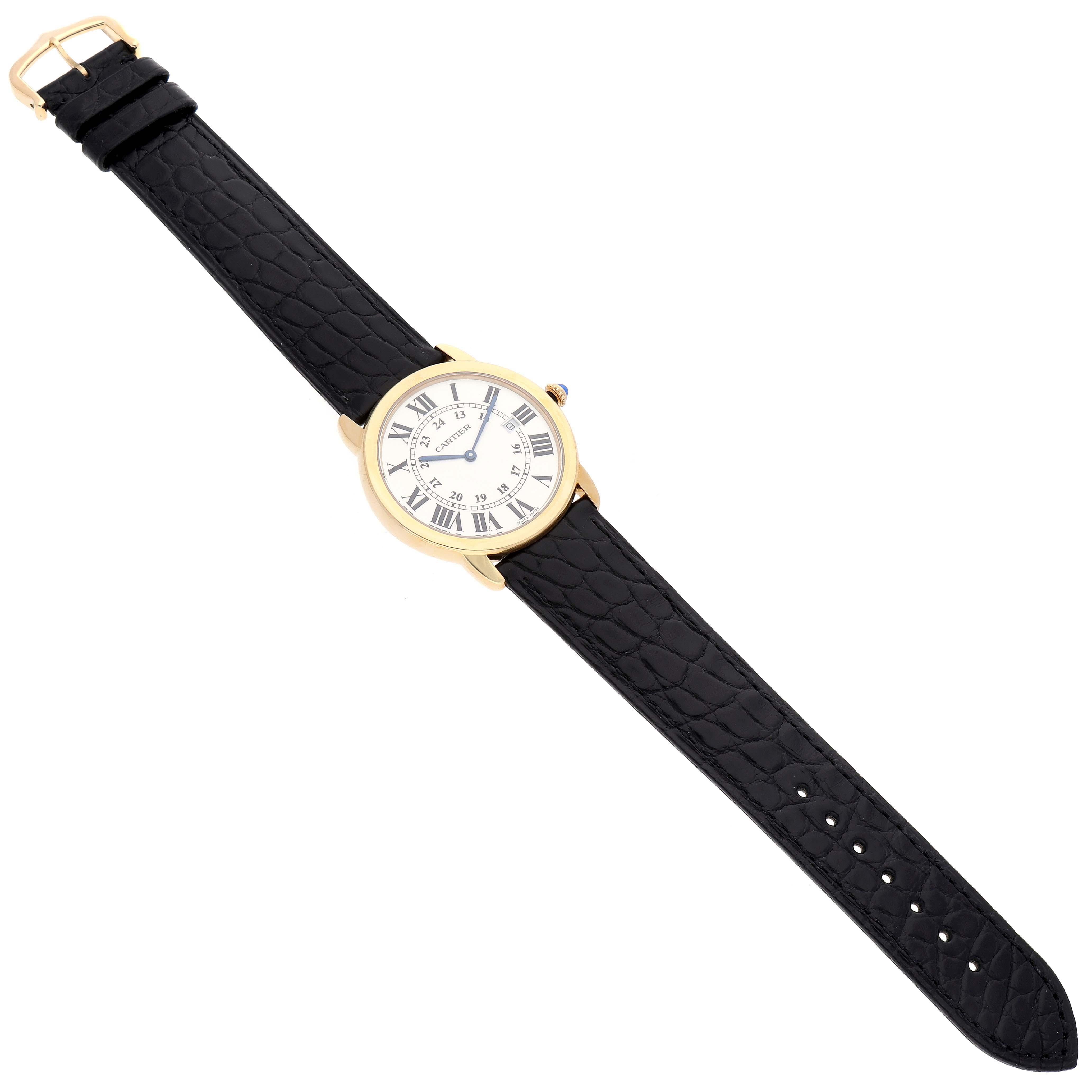 Cartier Ronde Solo 36 mm grande montre pour hommes en or jaune W6700455 non portée en vente 5
