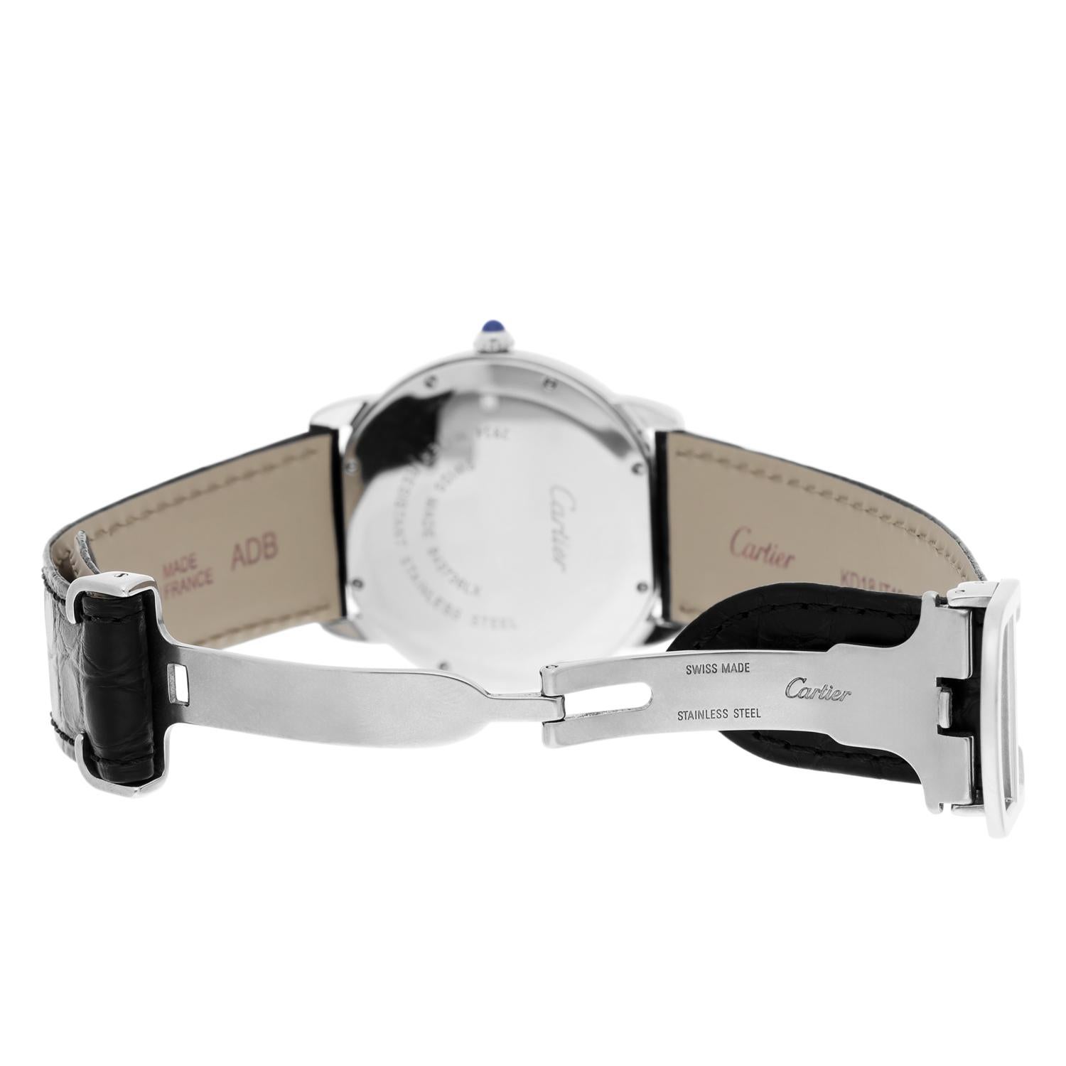 Cartier Ronde Solo 36 mm Edelstahl Silber Zifferblatt Unisex Quarz Uhr W6700255 im Angebot 7