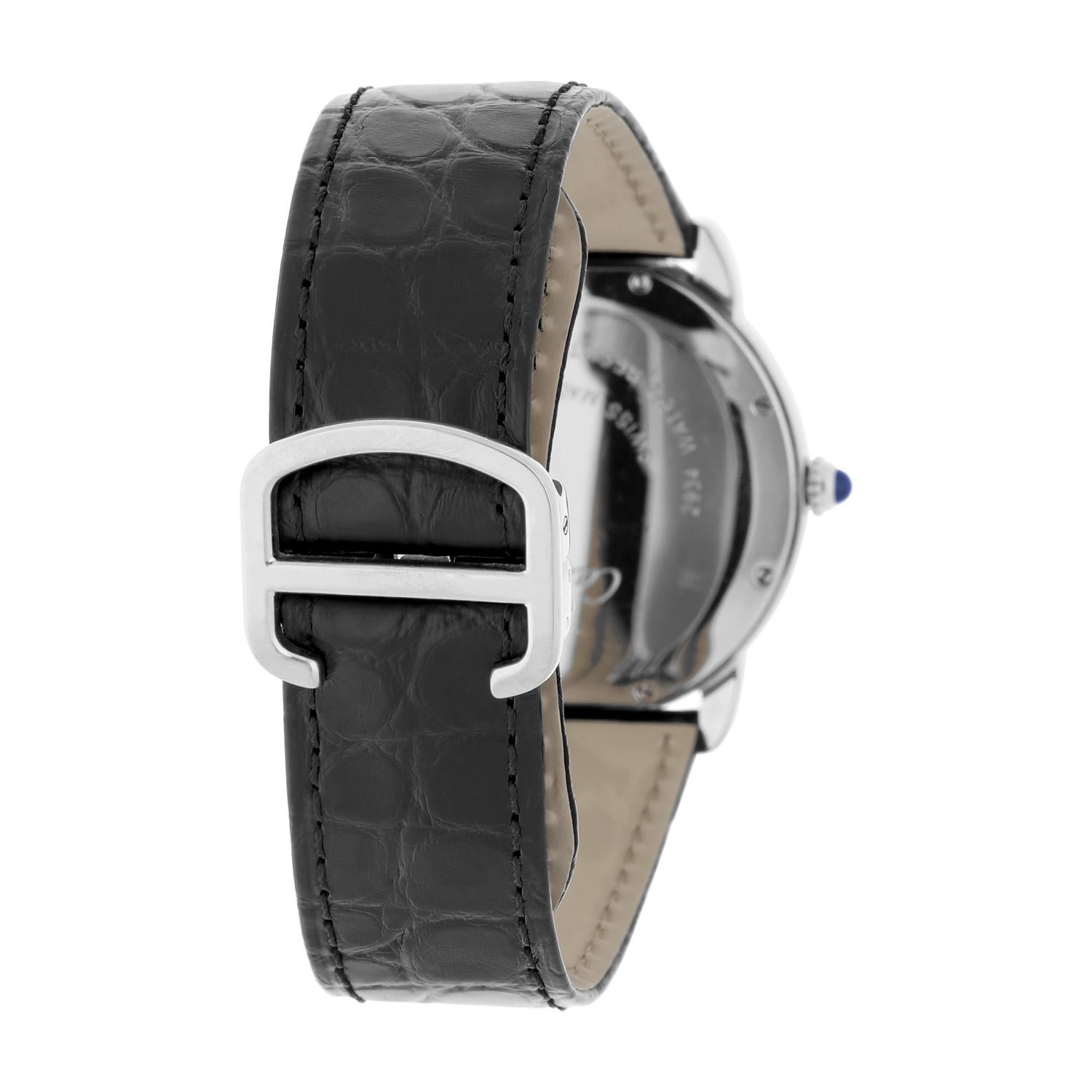 Cartier Ronde Solo 36 mm Edelstahl Silber Zifferblatt Unisex Quarz Uhr W6700255 im Angebot 4