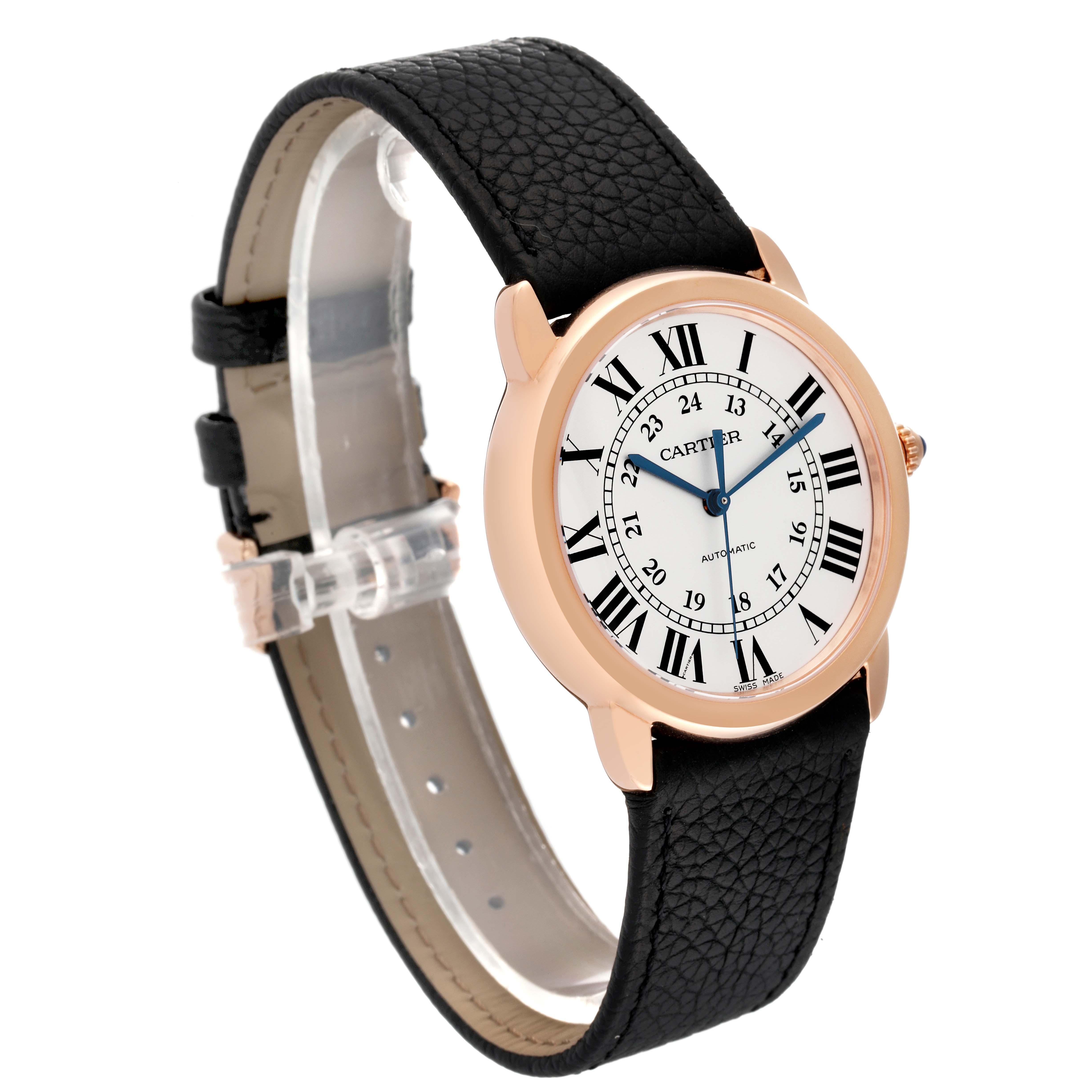 Cartier Ronde Solo 36mm Steel Rose Gold Automatic Mens Watch W2RN0008 Box Papers In Excellent Condition For Sale In Atlanta, GA