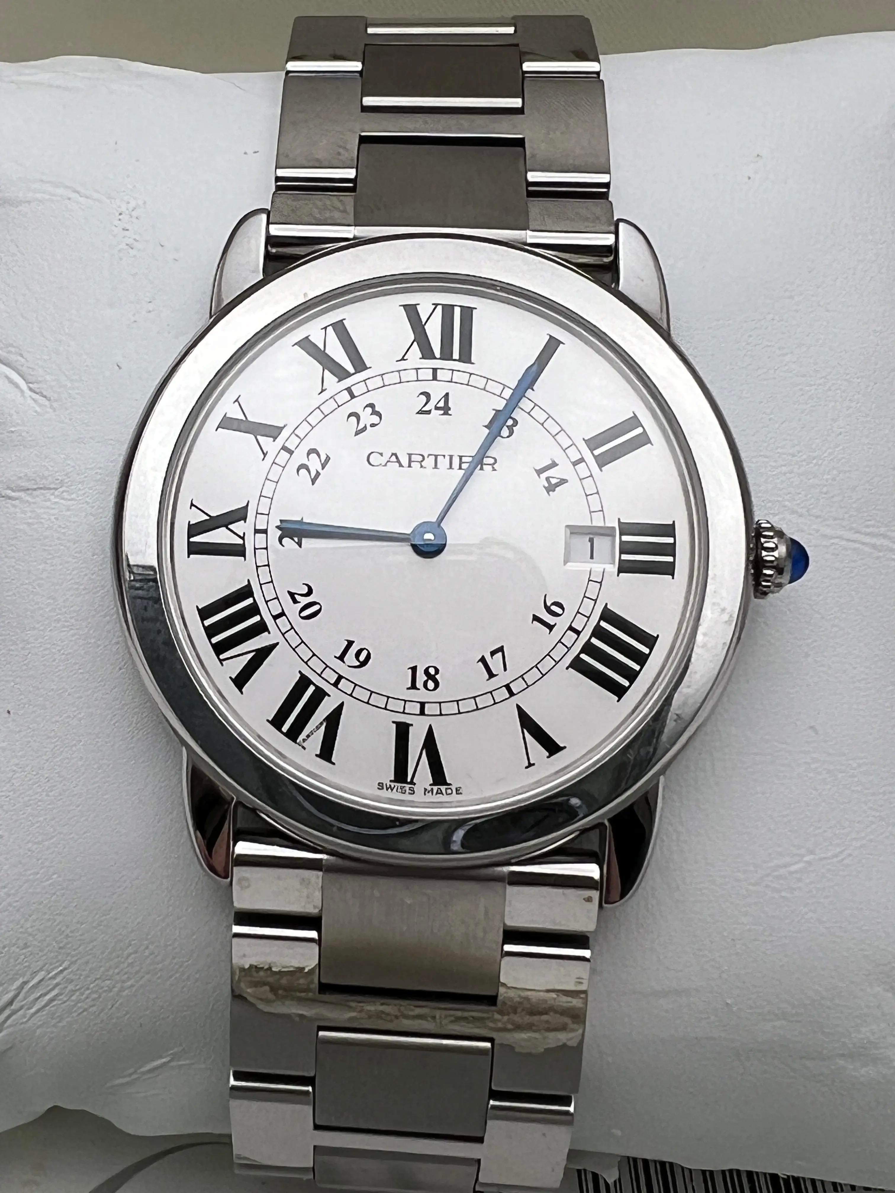 da uomo o donna Cartier Ronde Solo 36mm W6701005 Quarzo Quadrante Argento Orologio Scatola Documenti in vendita