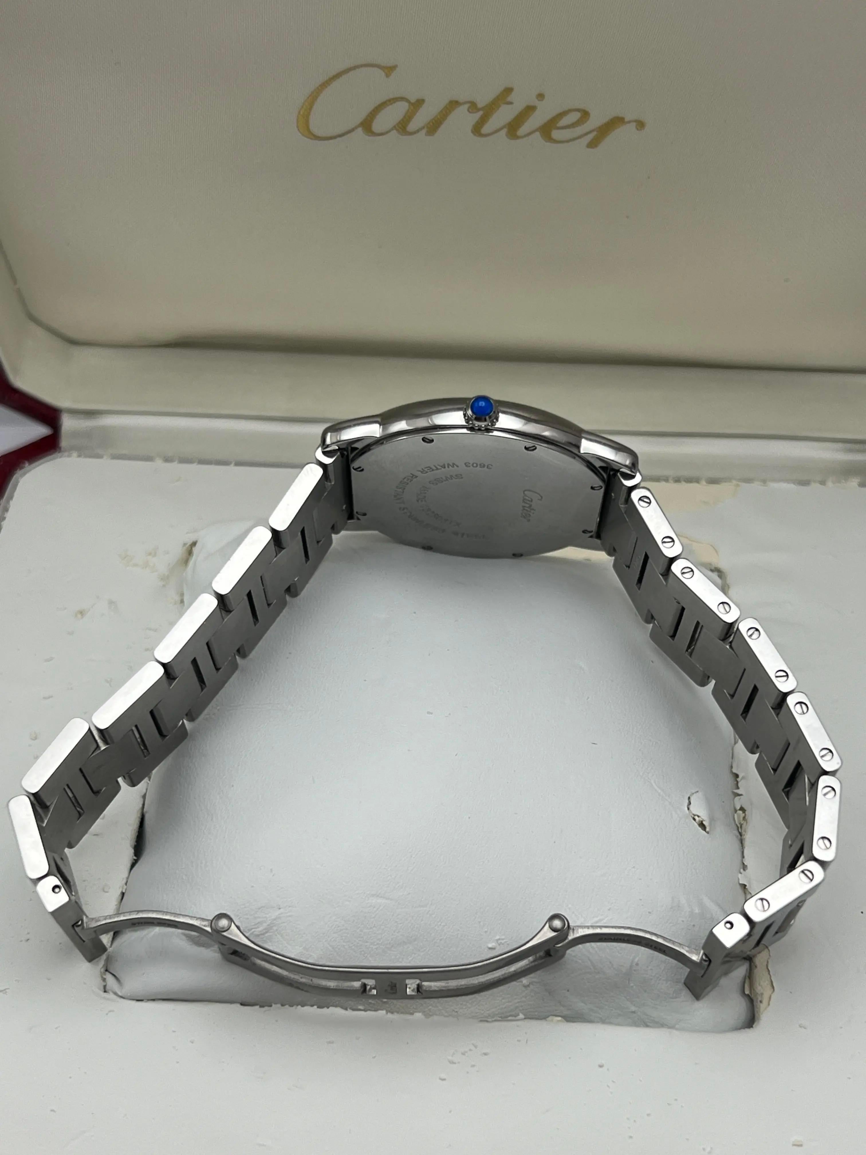 Cartier Ronde Solo 36mm W6701005 Quarzo Quadrante Argento Orologio Scatola Documenti in vendita 5