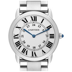 Cartier Ronde Solo Large 36mm Steel Mens Watch W6701005 Box Papers