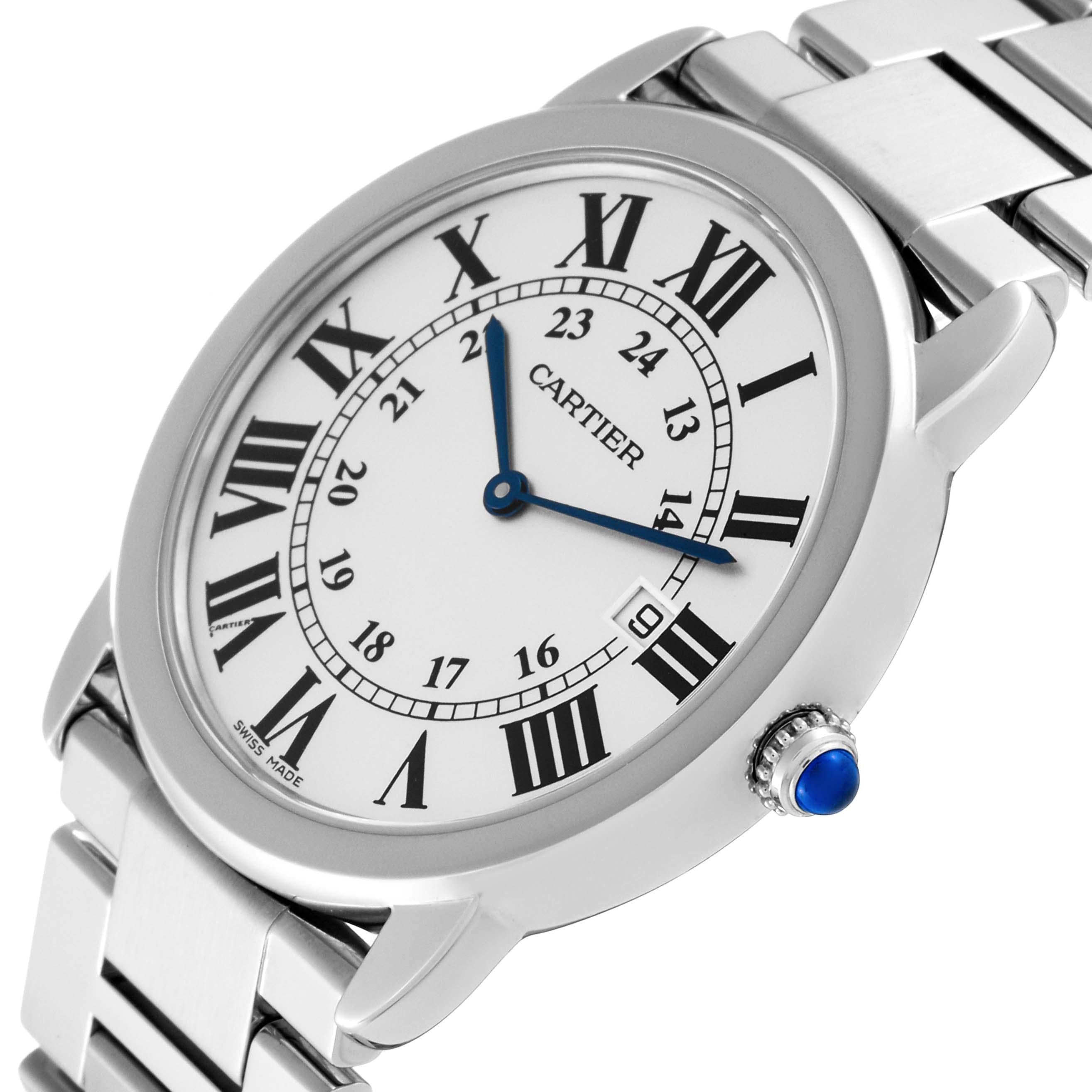 Cartier Ronde Solo Grande montre pour hommes 36 mm en acier W6701005 Excellent état - En vente à Atlanta, GA