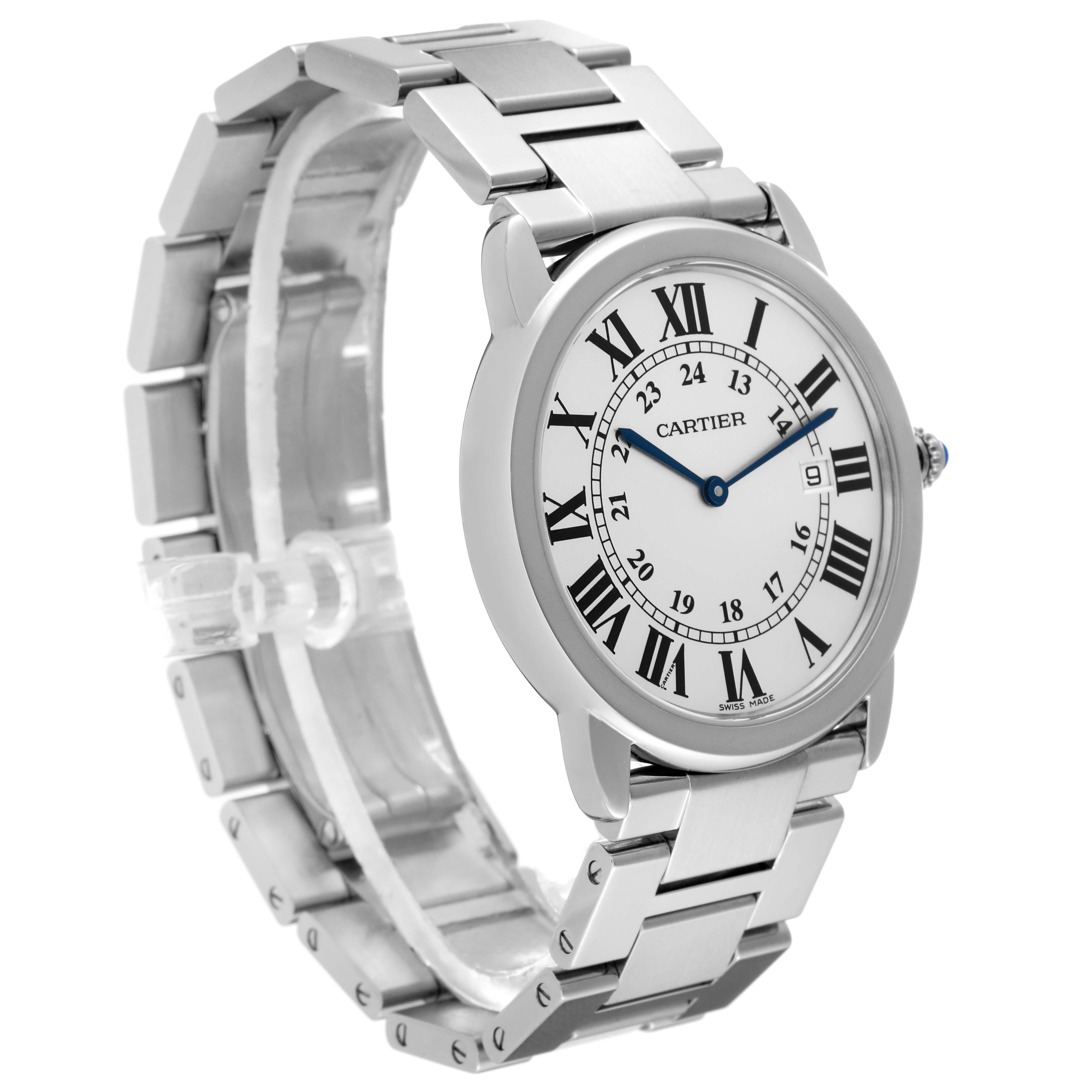 Cartier Ronde Solo Grande montre pour hommes 36 mm en acier W6701005 en vente 2