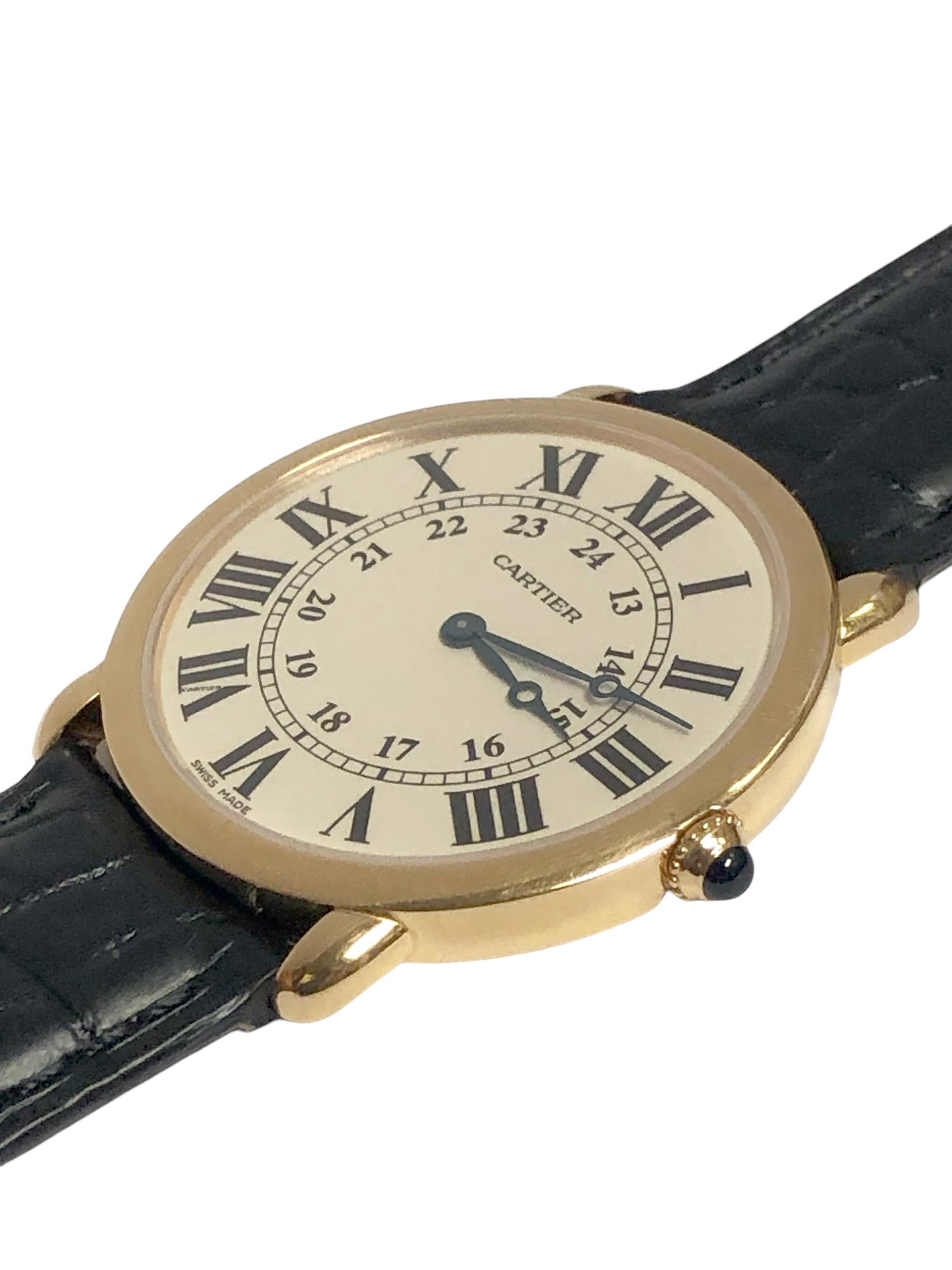 Cartier Ronde Solo Große mechanische Roségold-Armbanduhr für Damen oder Herren im Angebot