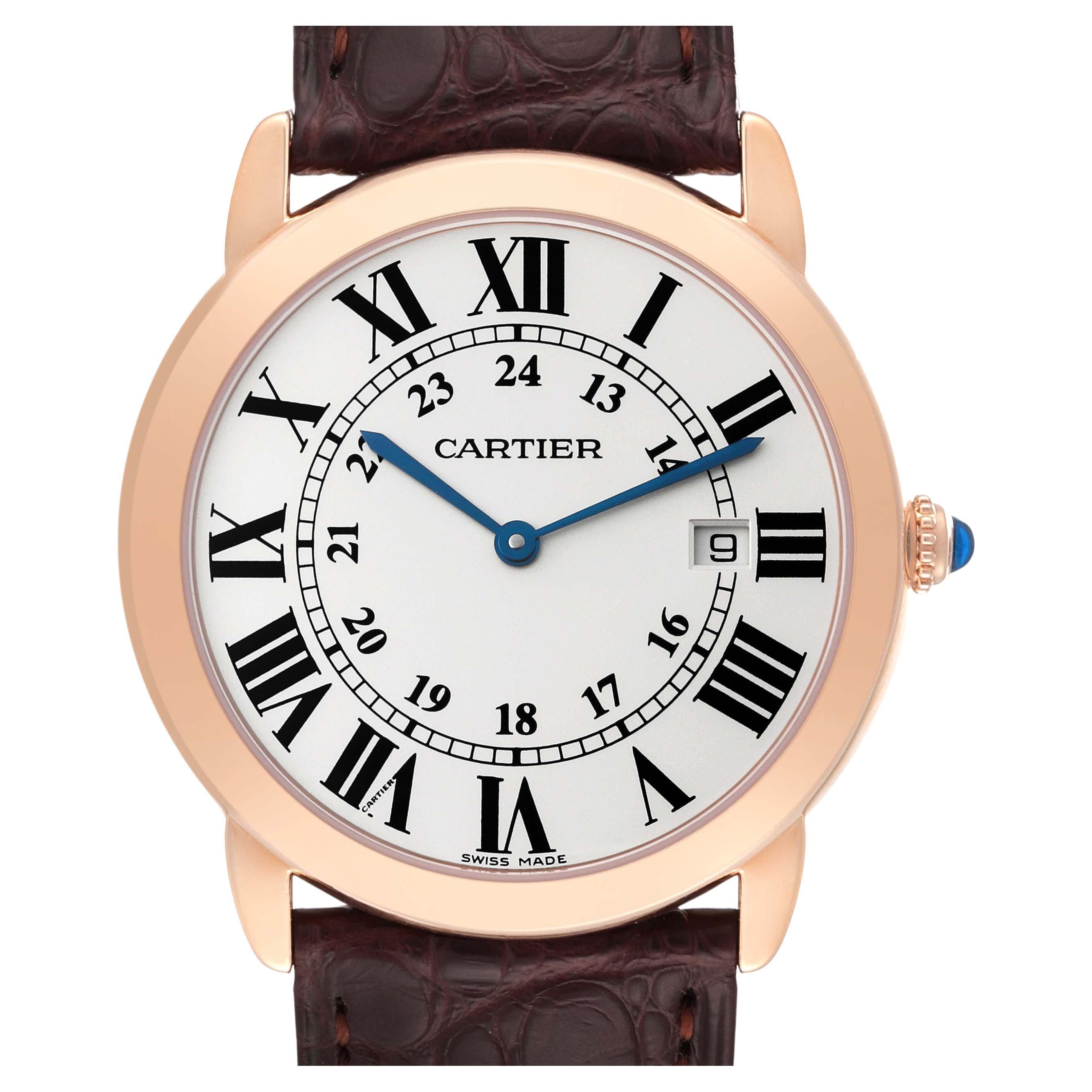 Cartier Ronde Solo Große Roségold Stahl Herrenuhr W6701008 Karte, Ronde Solo im Angebot