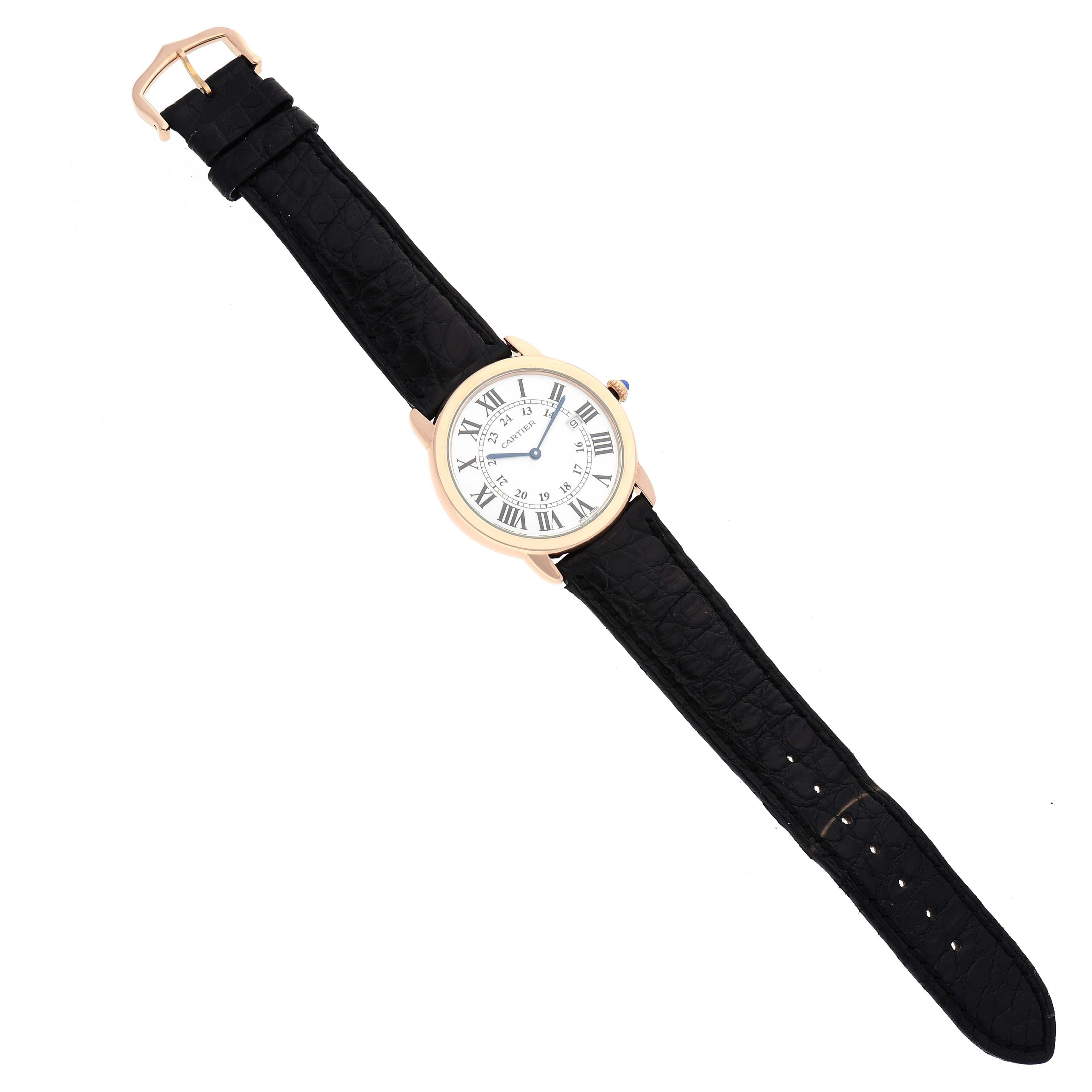 Cartier Grande montre Ronde Solo pour homme en acier et or rose avec papiers W6701008 en vente 1