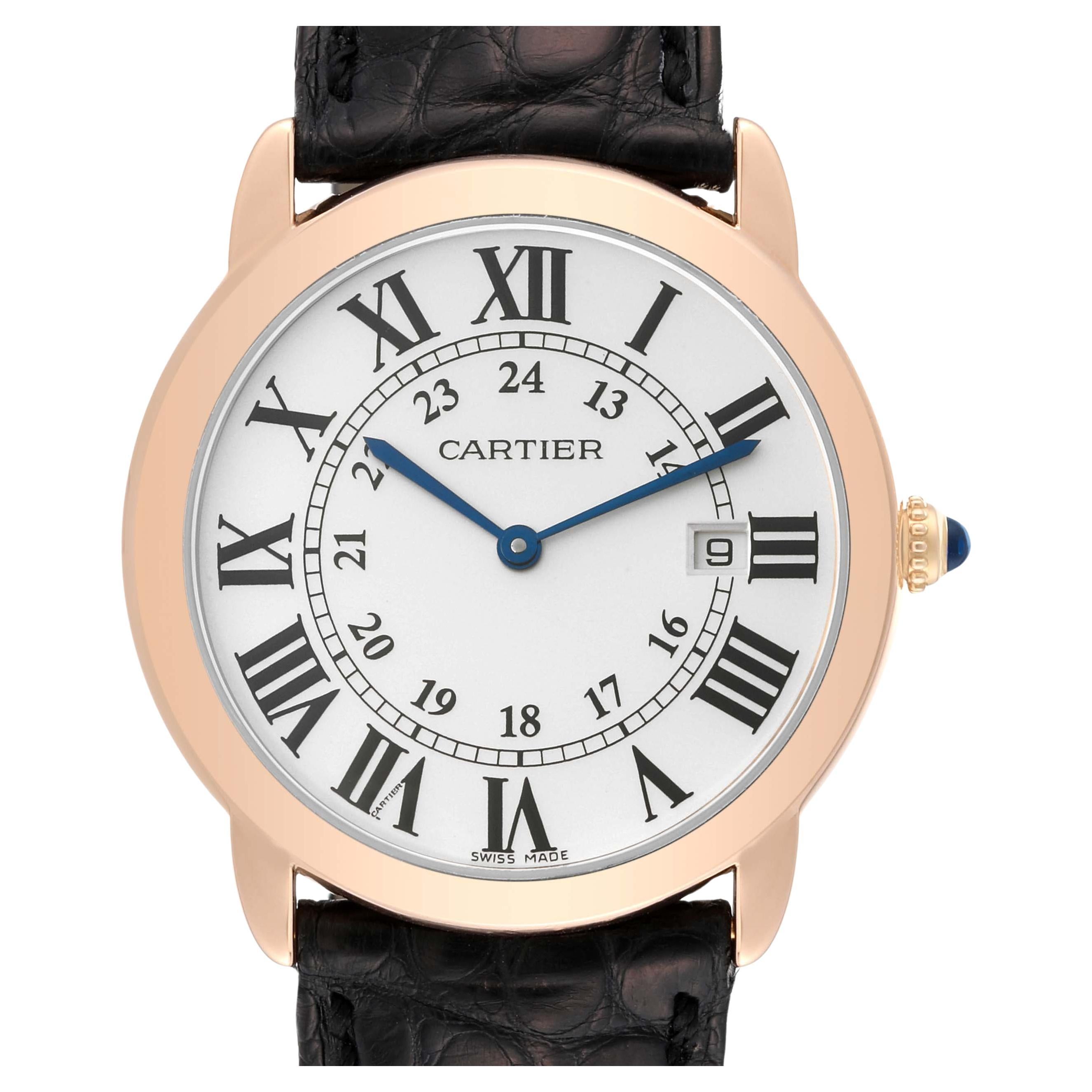 Cartier Grande montre Ronde Solo pour homme en acier et or rose avec papiers W6701008 en vente