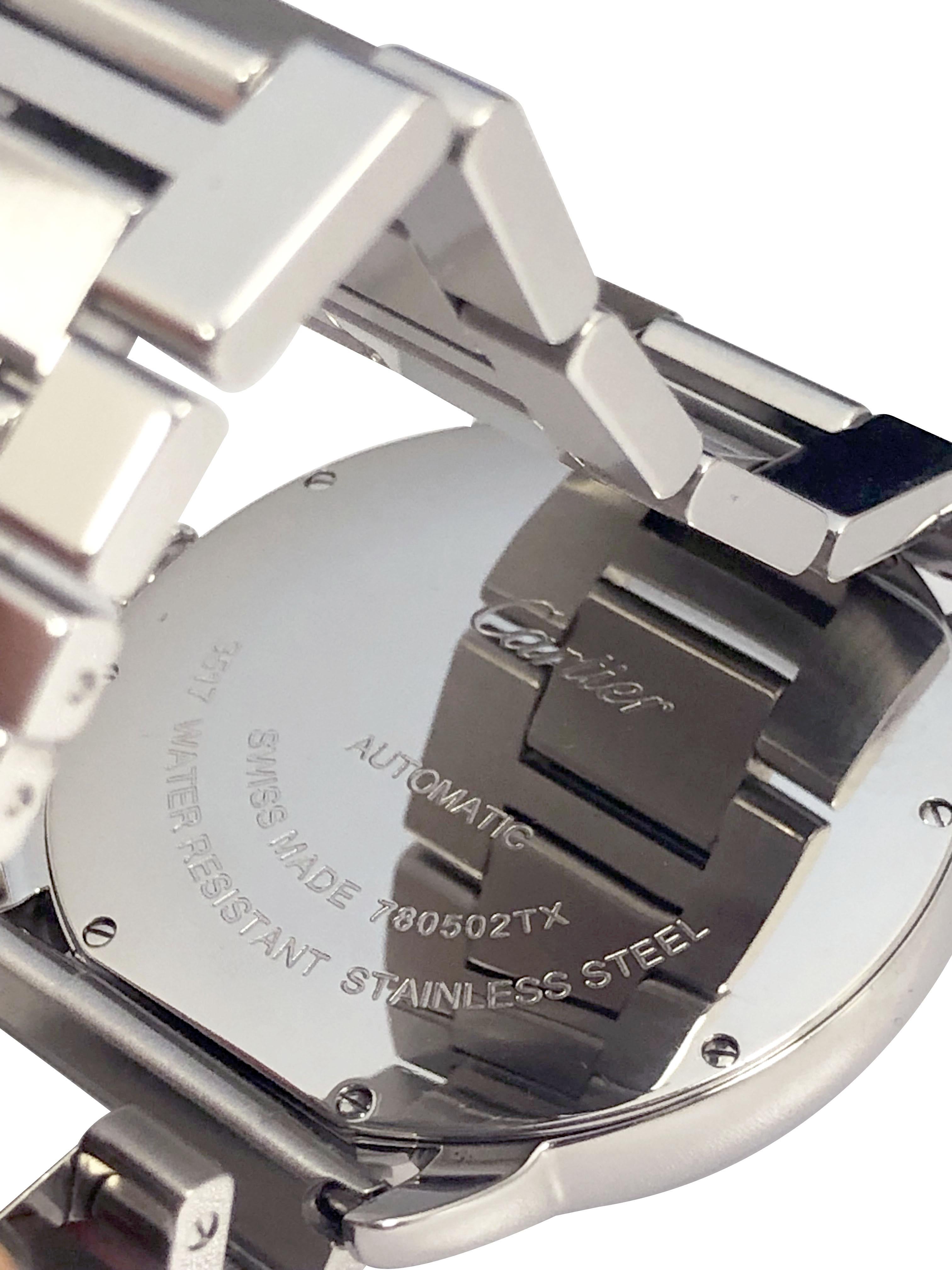 Cartier Ronde Solo Ref 3517 Large Steel Automatic Wrist Watch In Excellent Condition For Sale In Chicago, IL