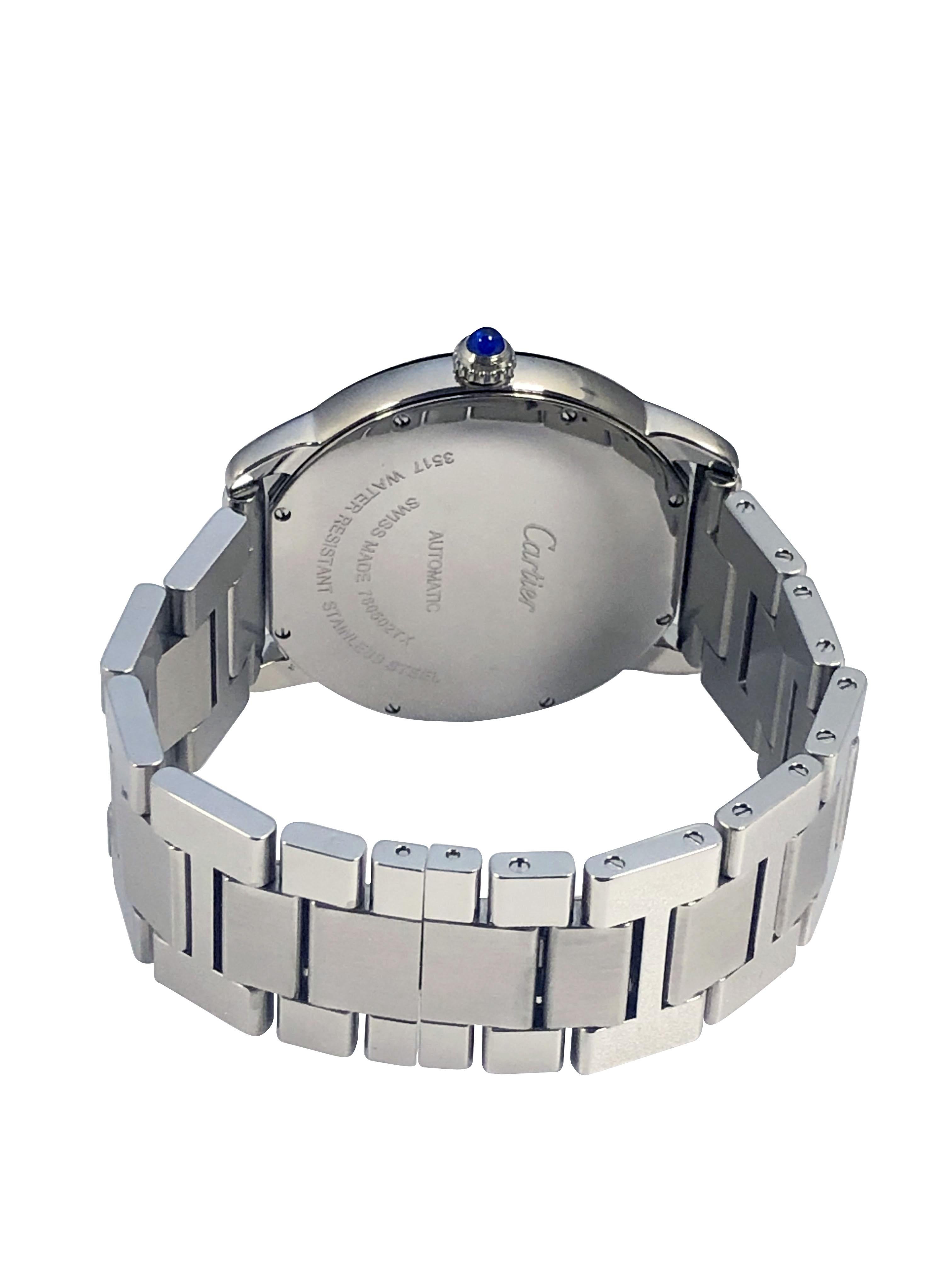 Women's or Men's Cartier Ronde Solo Ref 3517 Large Steel Automatic Wrist Watch For Sale