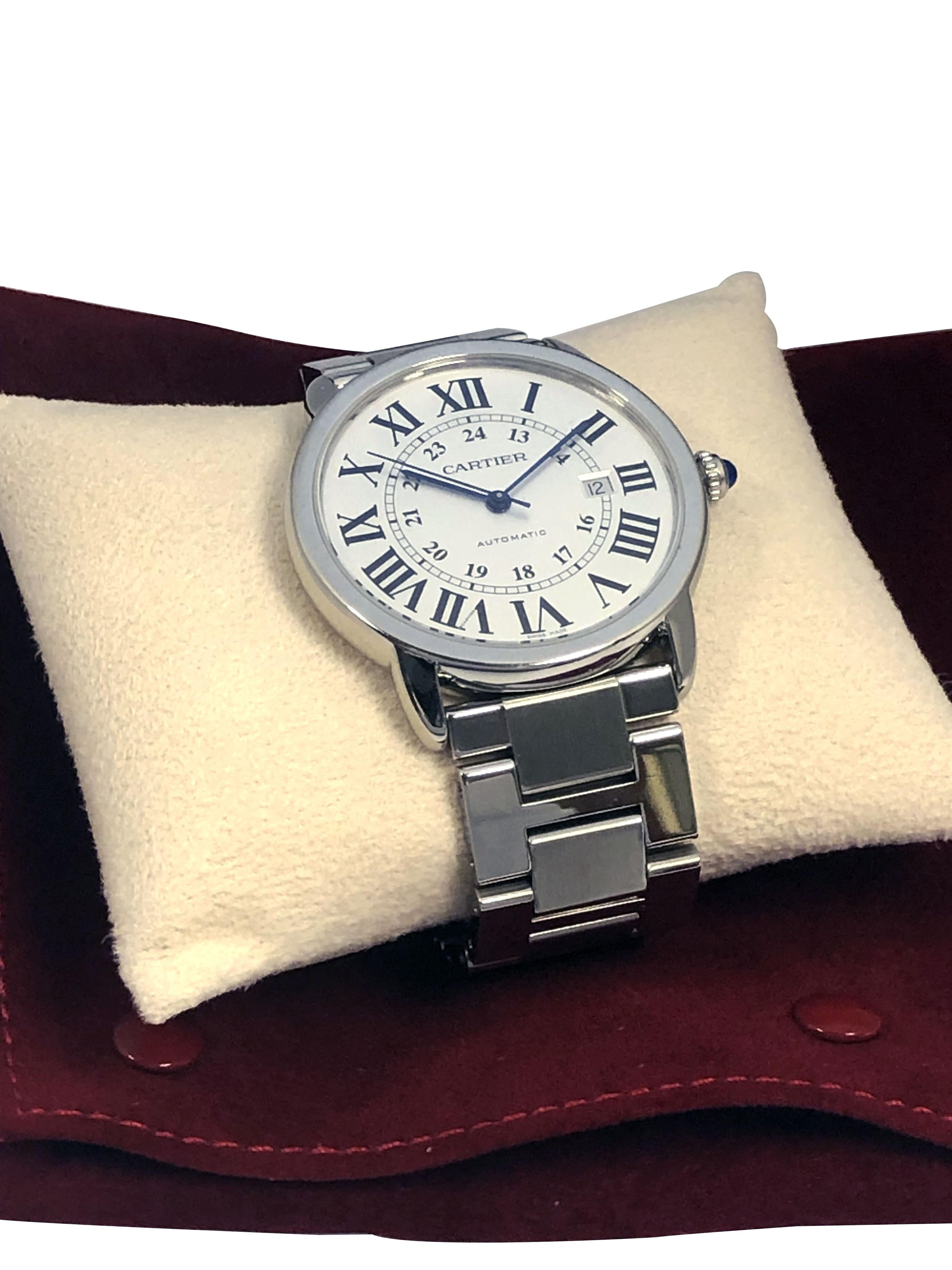 Cartier Ronde Solo Ref 3517 Large Steel Automatic Wrist Watch For Sale 1